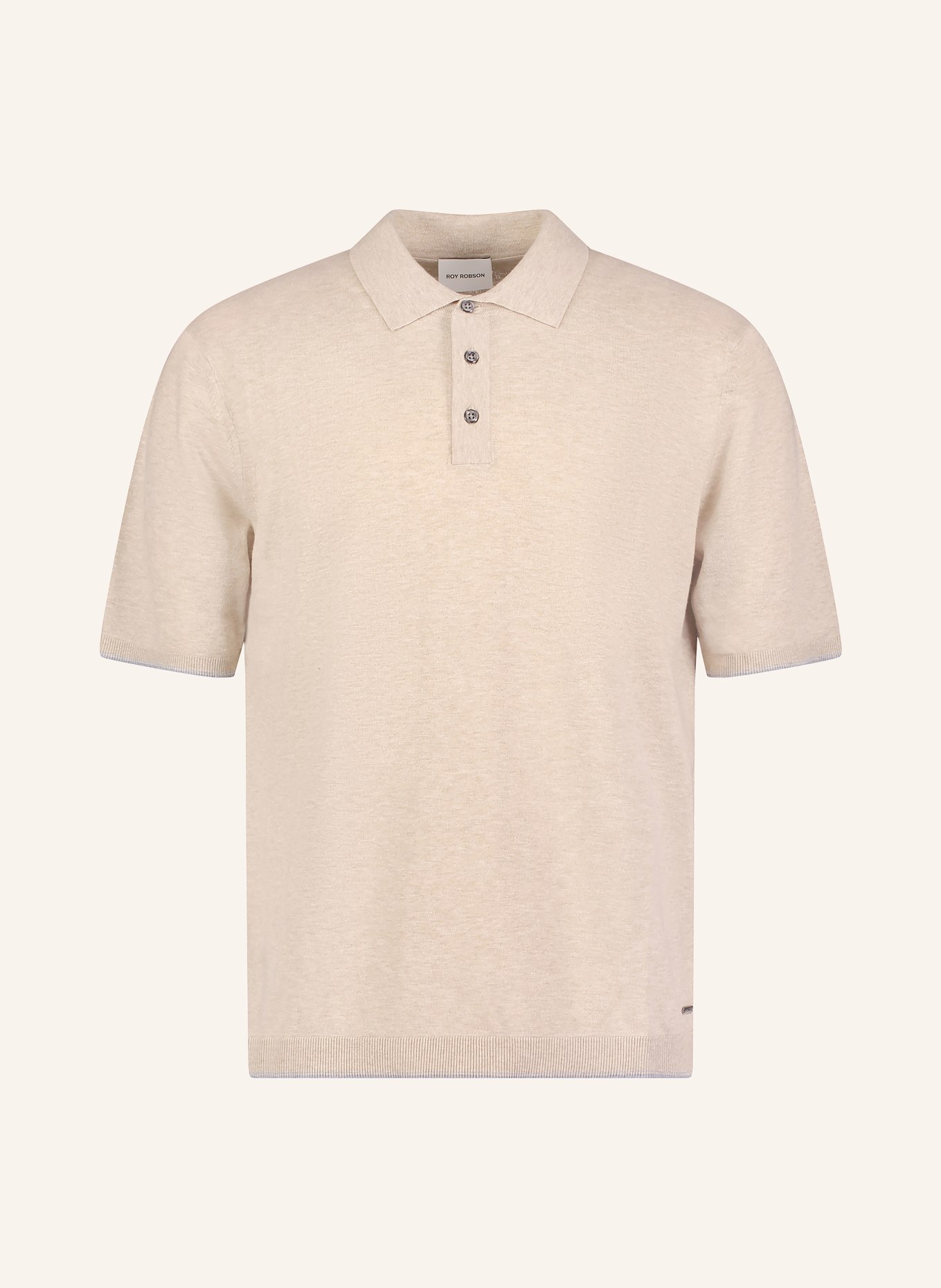 ROY ROBSON Strick-Poloshirt mit Leinen: BEIGE