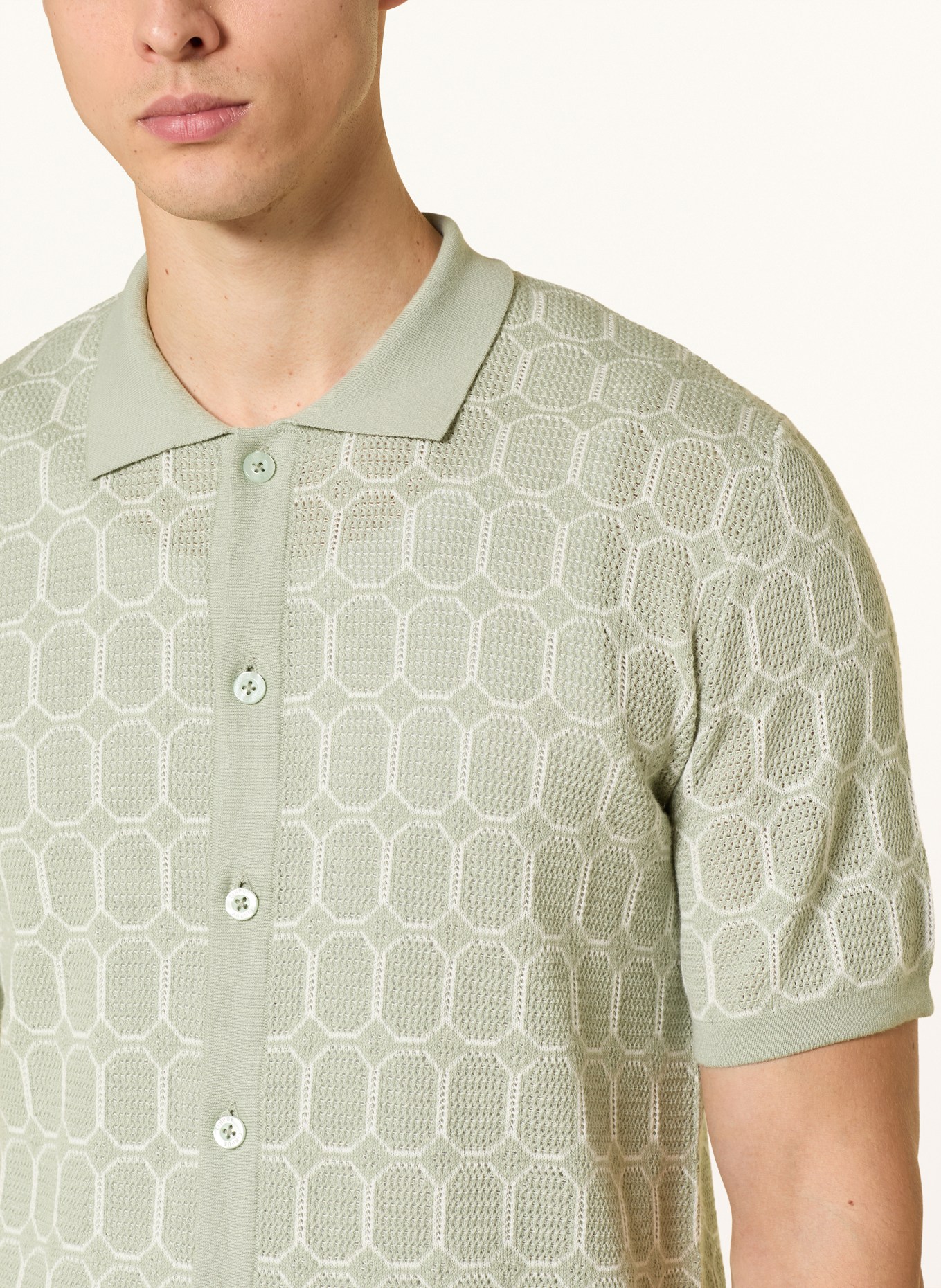 CINQUE CIJULIO Short-Sleeve Shirt: LIGHT GREEN