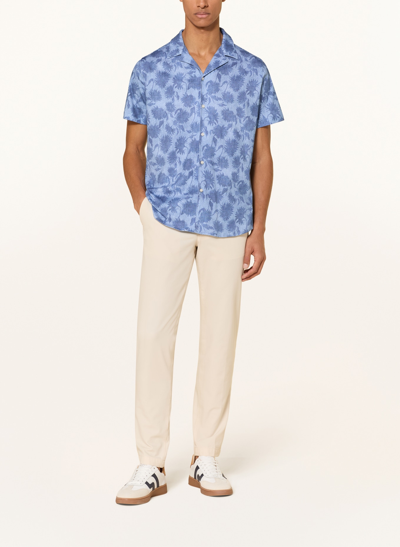 DESOTO Koszula wypoczynkowa LIDO o kroju slim fit z dżerseju: NIEBIESKI / JASNONIEBIESKI