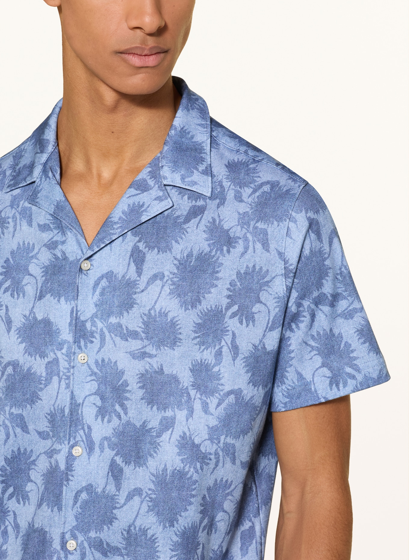 DESOTO Koszula wypoczynkowa LIDO o kroju slim fit z dżerseju: NIEBIESKI / JASNONIEBIESKI