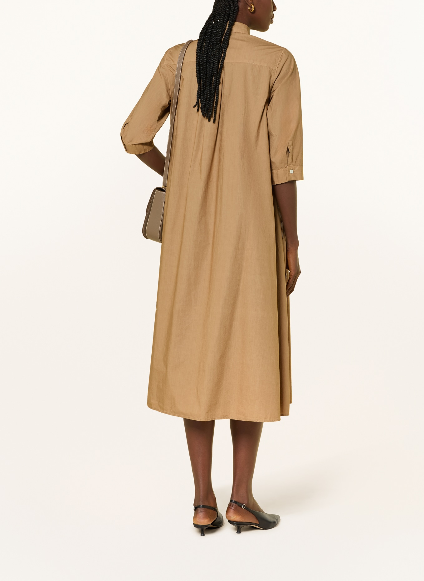 ROSSO35 Hemdblusenkleid mit 3/4-Arm: CAMEL