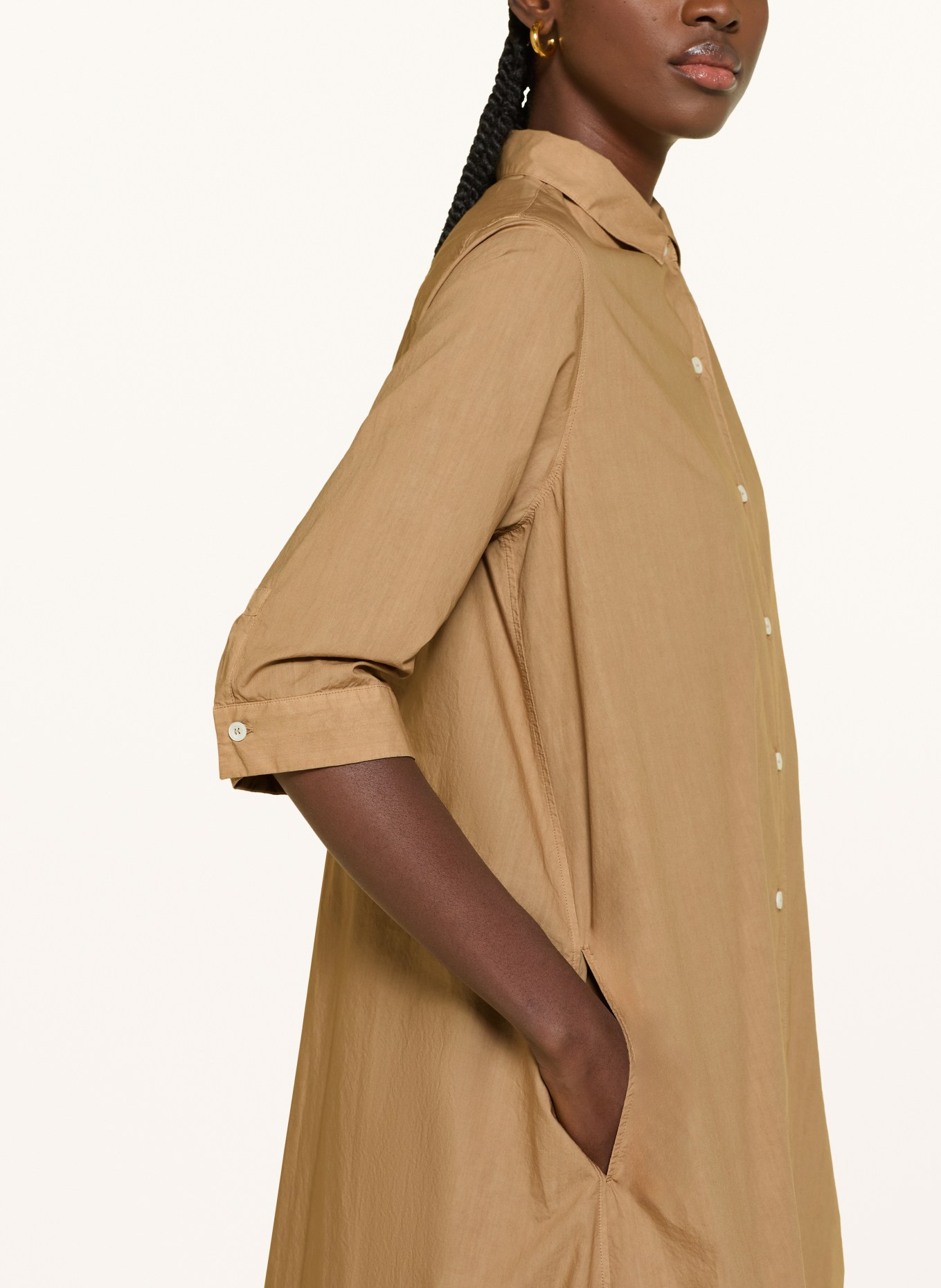 ROSSO35 Hemdblusenkleid mit 3/4-Arm: CAMEL