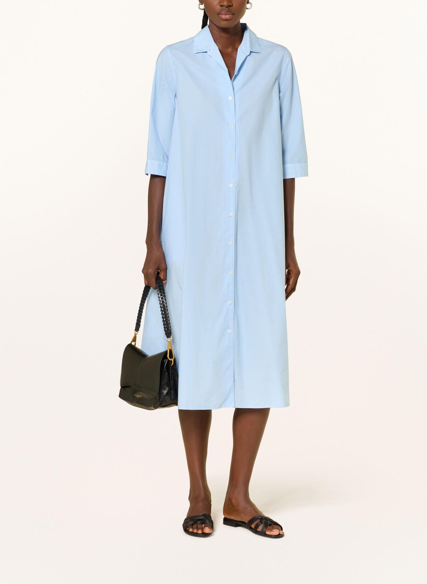 ROSSO35 Shirt dress with 3/4 sleeves: LIGHT BLUE