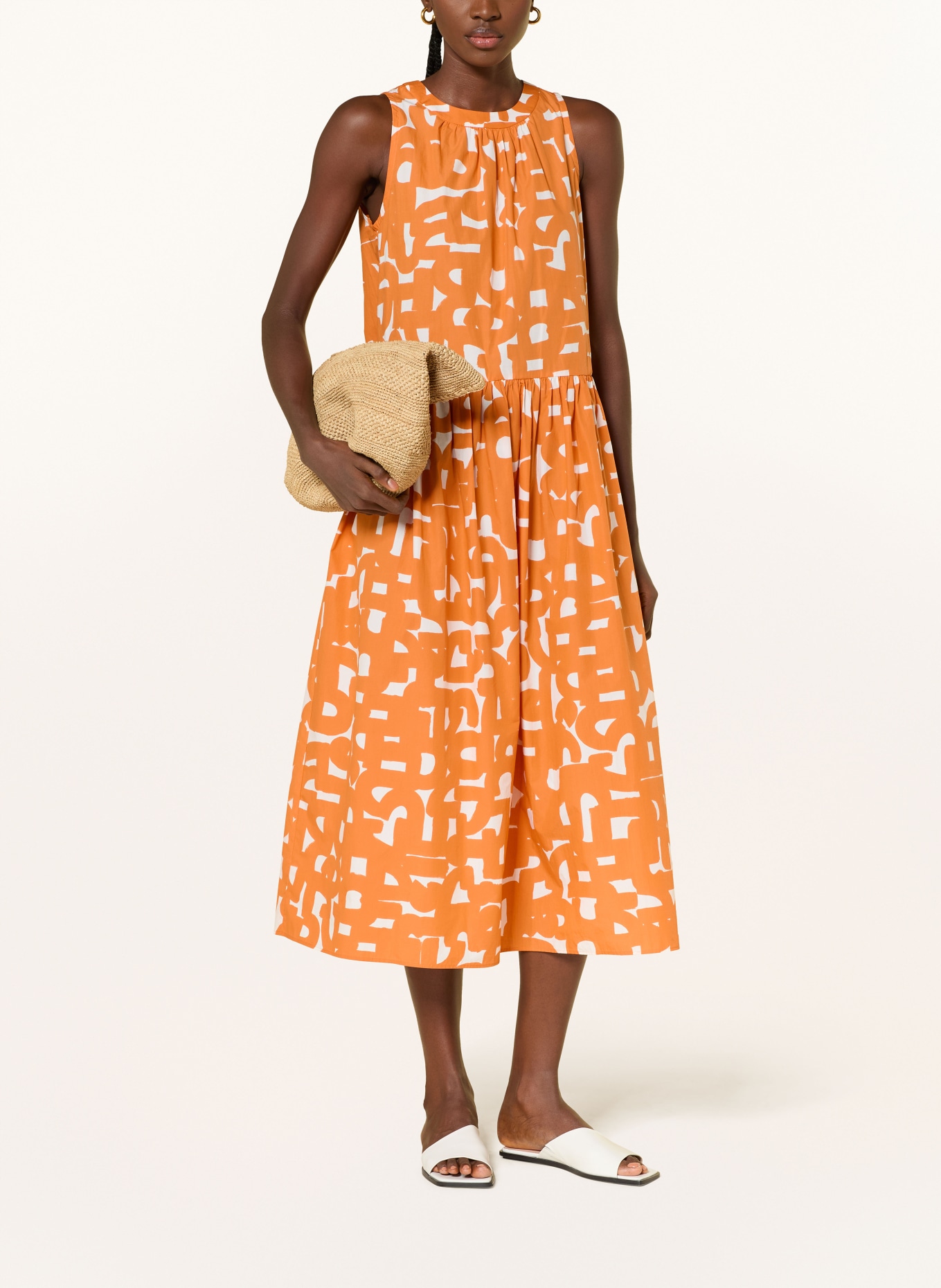 ROSSO35 Dress: ORANGE / WHITE