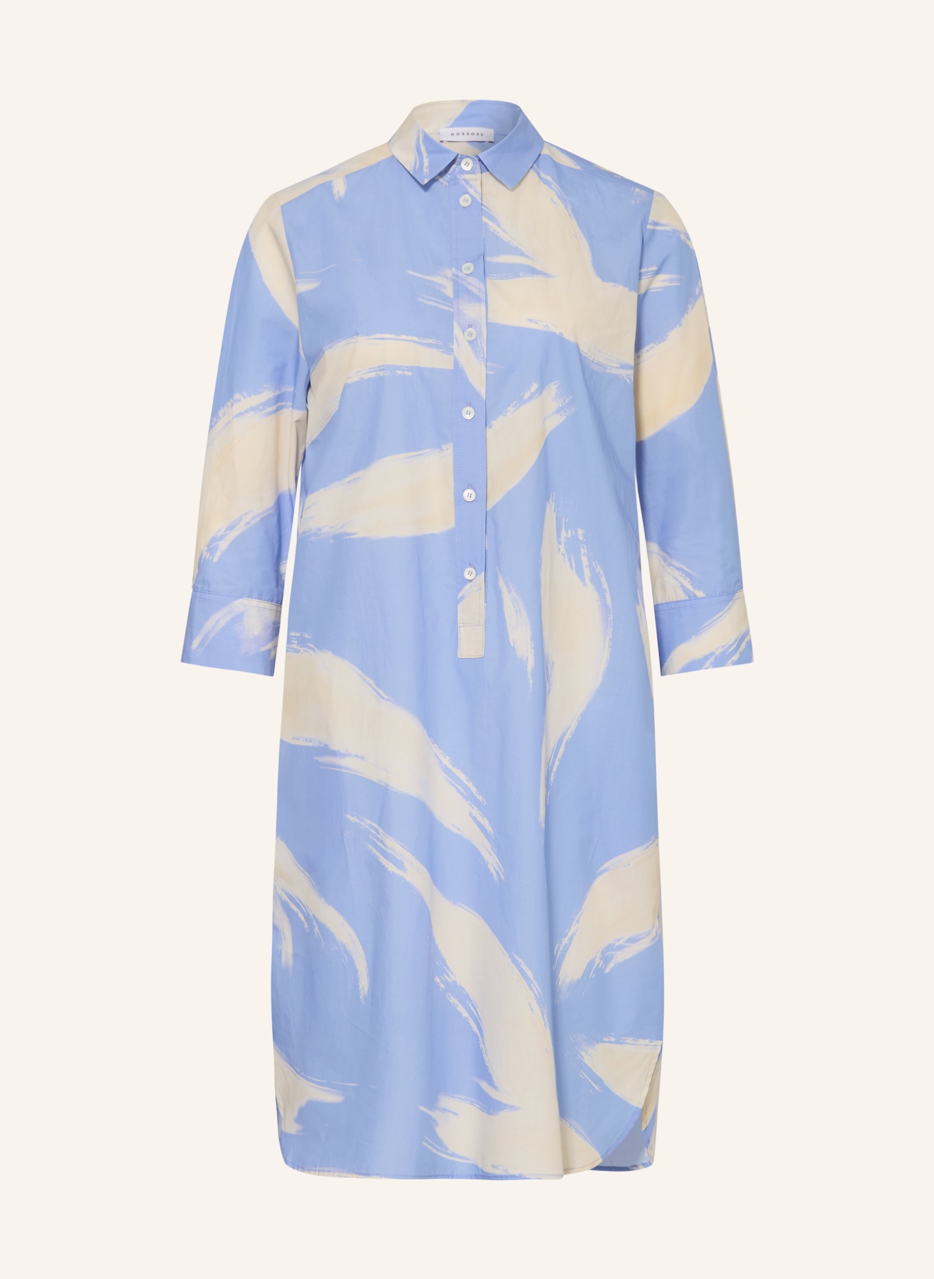 ROSSO35 Hemdblusenkleid mit 3/4-Arm: HELLBLAU / CREME