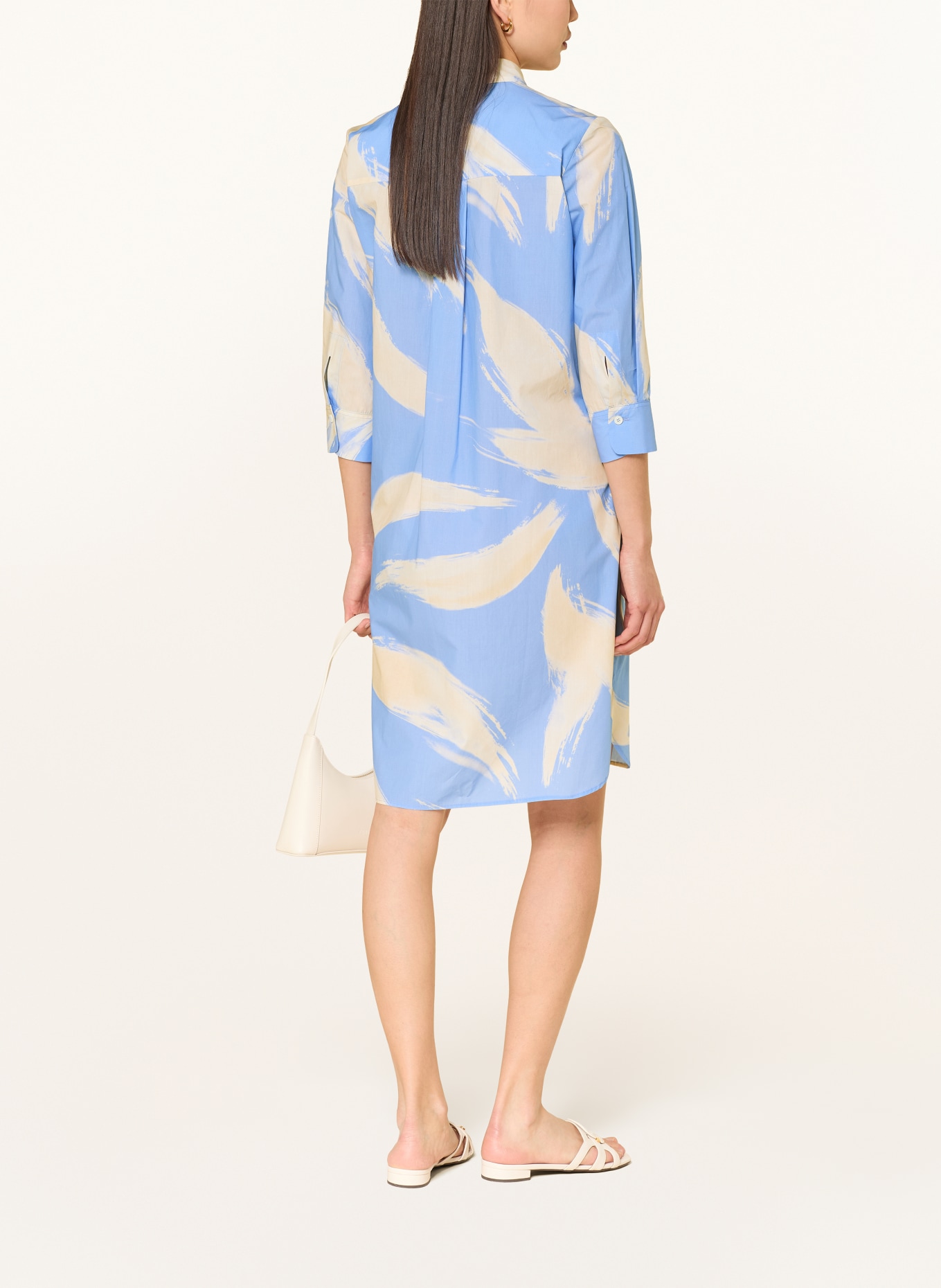 ROSSO35 Hemdblusenkleid mit 3/4-Arm: HELLBLAU / CREME