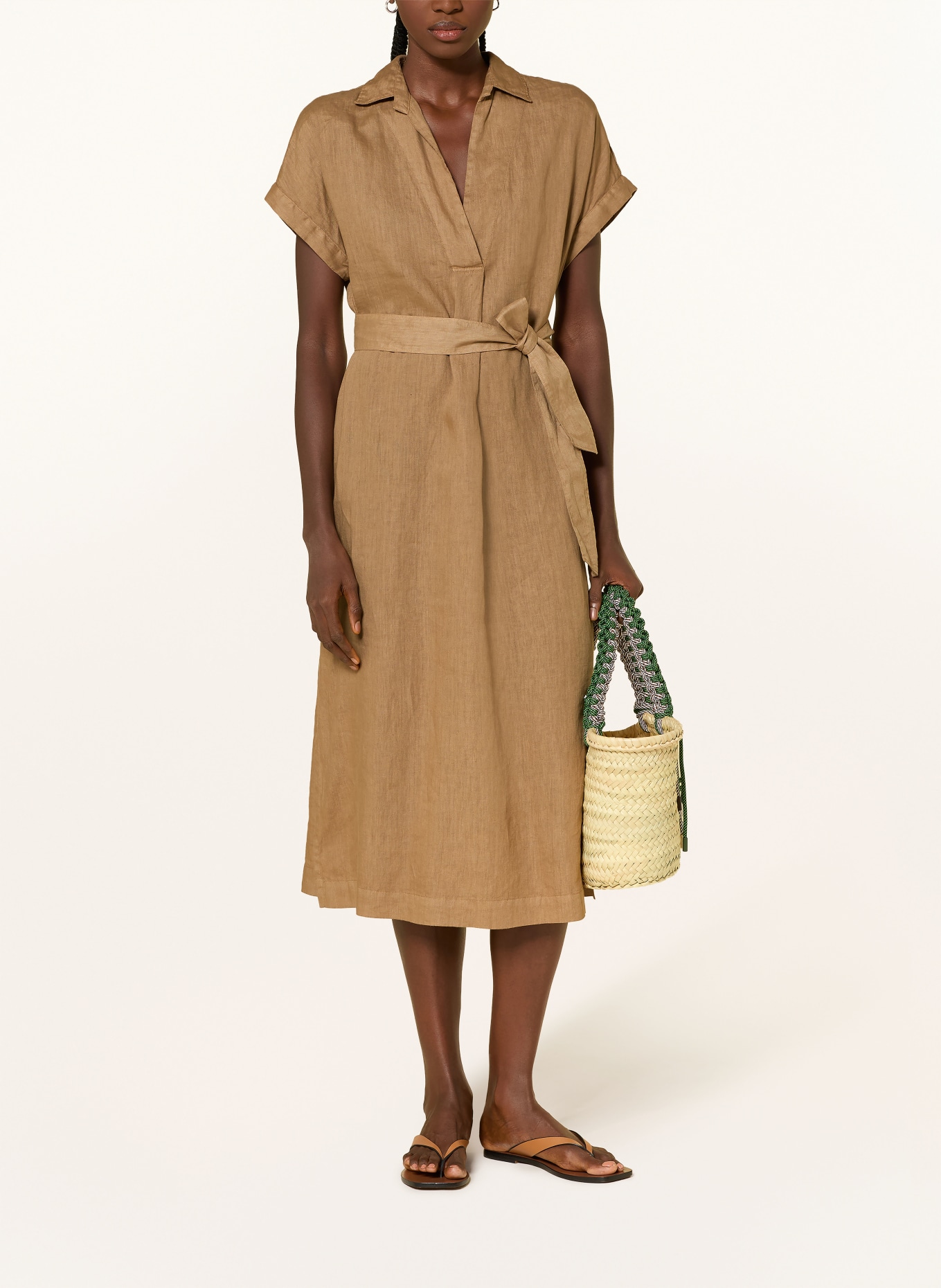 ROSSO35 plátěné šaty: VELBLOUDÍ