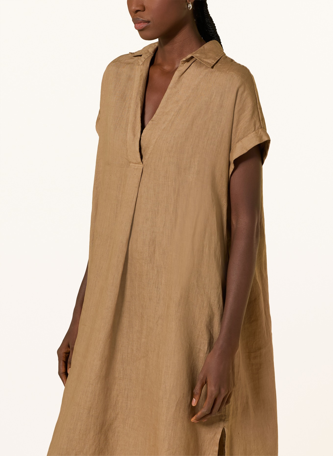 ROSSO35 plátěné šaty: VELBLOUDÍ