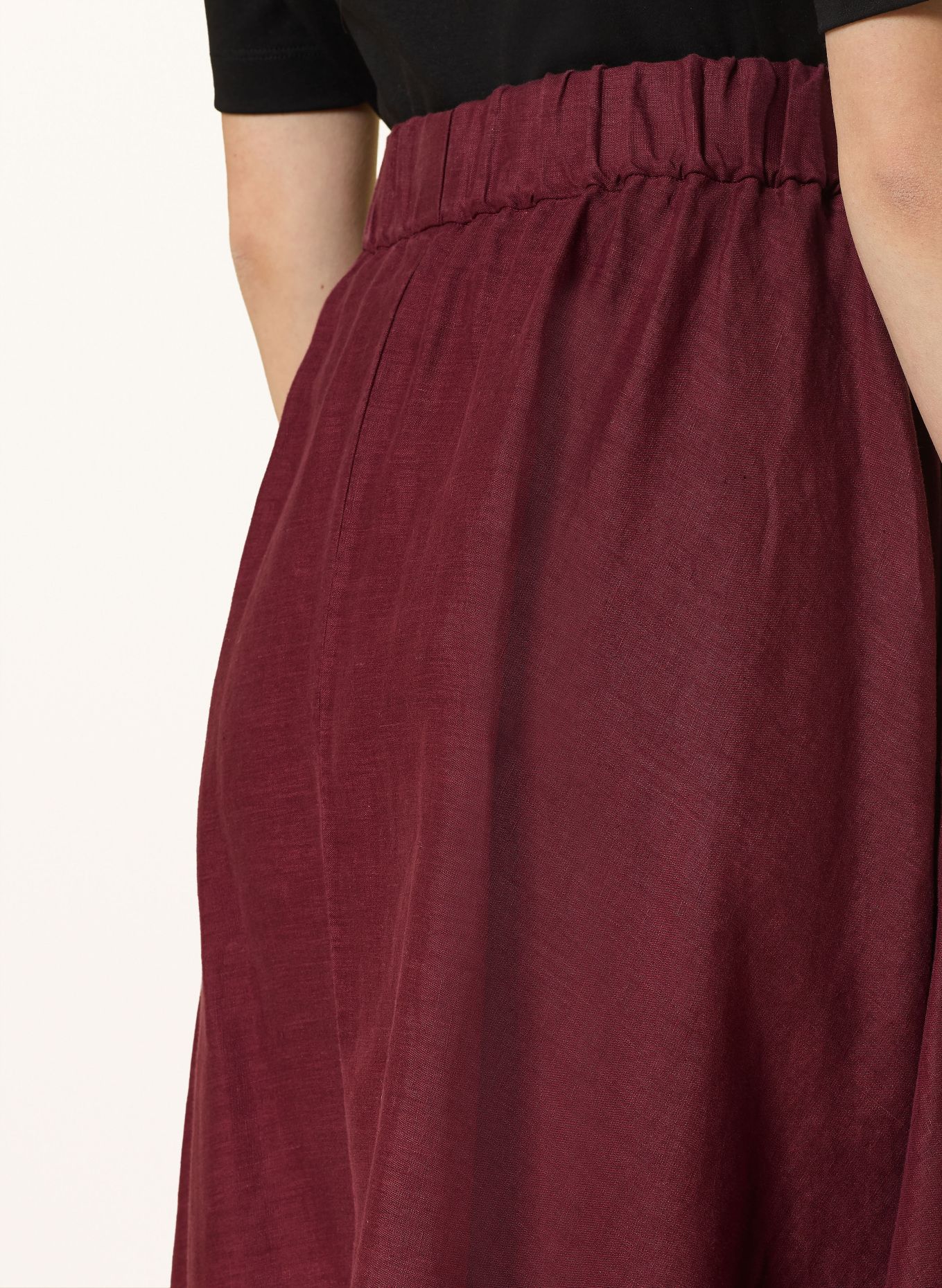 ROSSO35 spódnica z lnu: CIEMNOCZERWONY