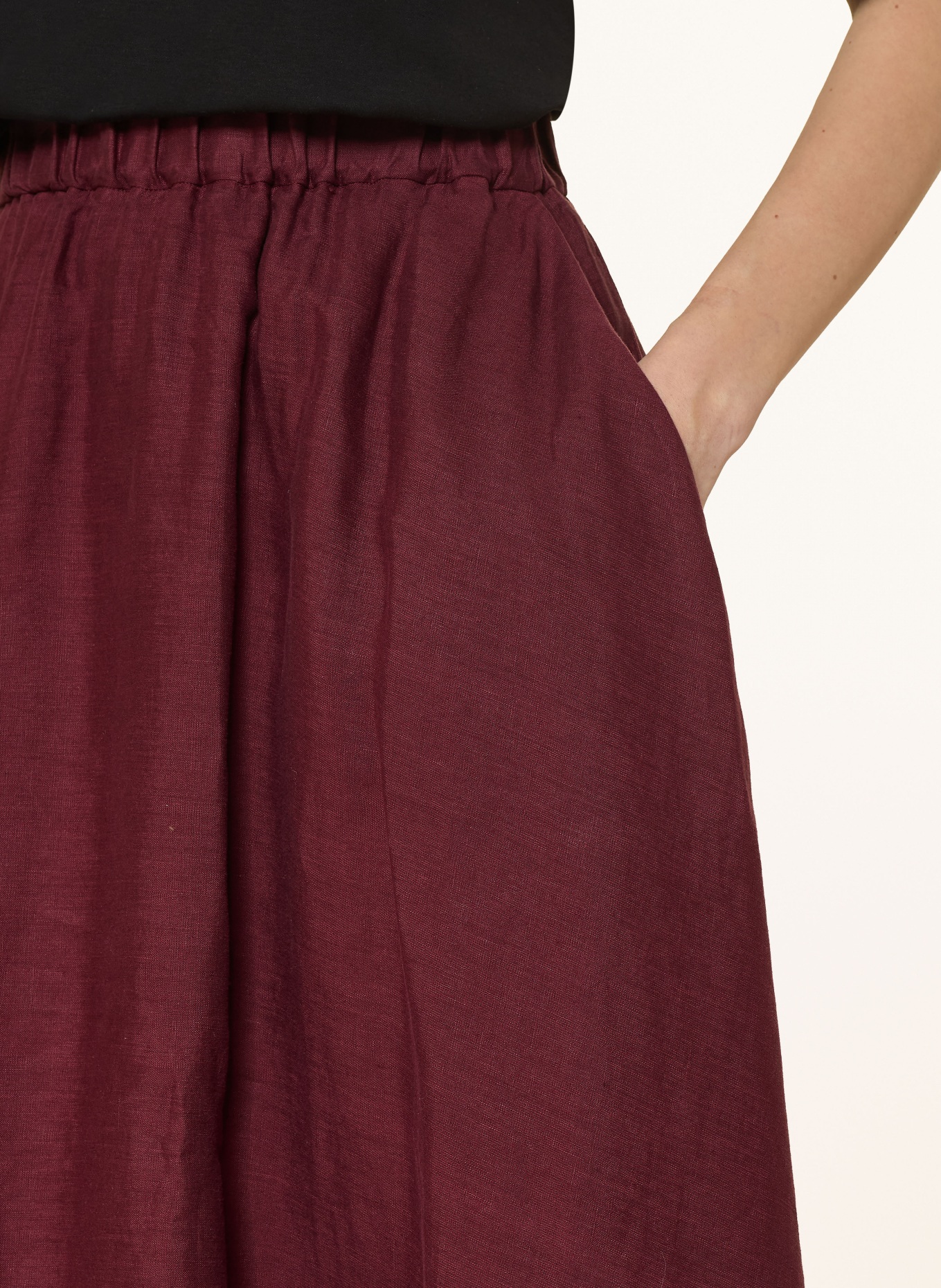 ROSSO35 spódnica z lnu: CIEMNOCZERWONY