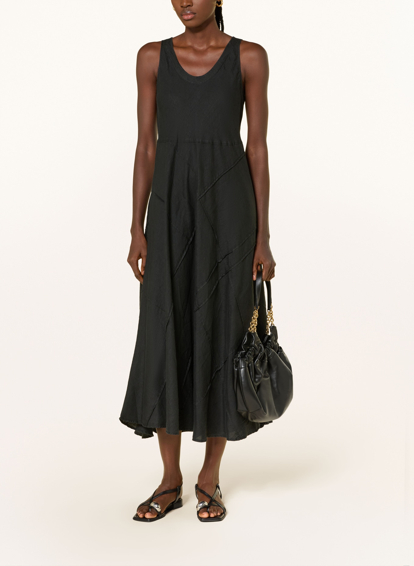 ROSSO35 robe en lin: NOIR