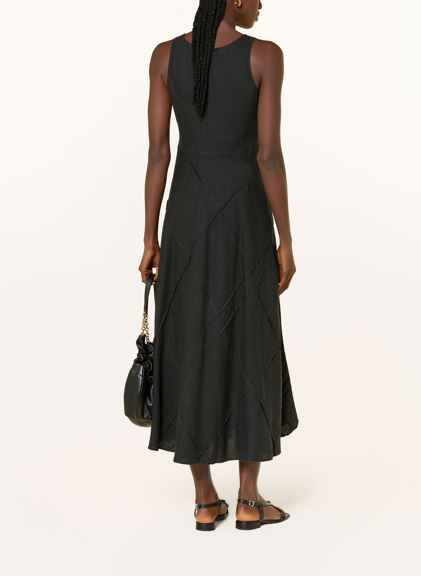 ROSSO35 robe en lin: NOIR