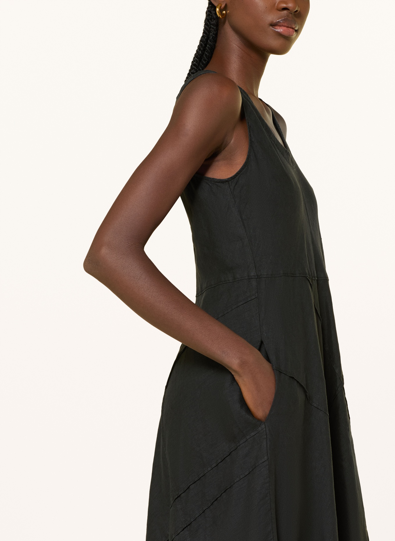 ROSSO35 robe en lin: NOIR