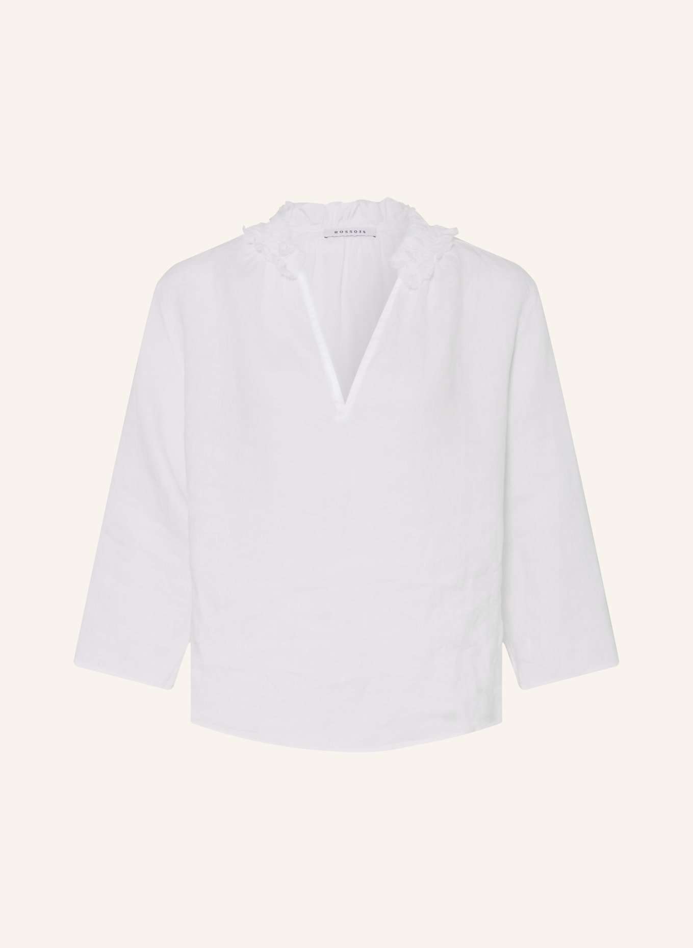 ROSSO35 Lněná blůza s 3/4 rukávy: BÍLÁ