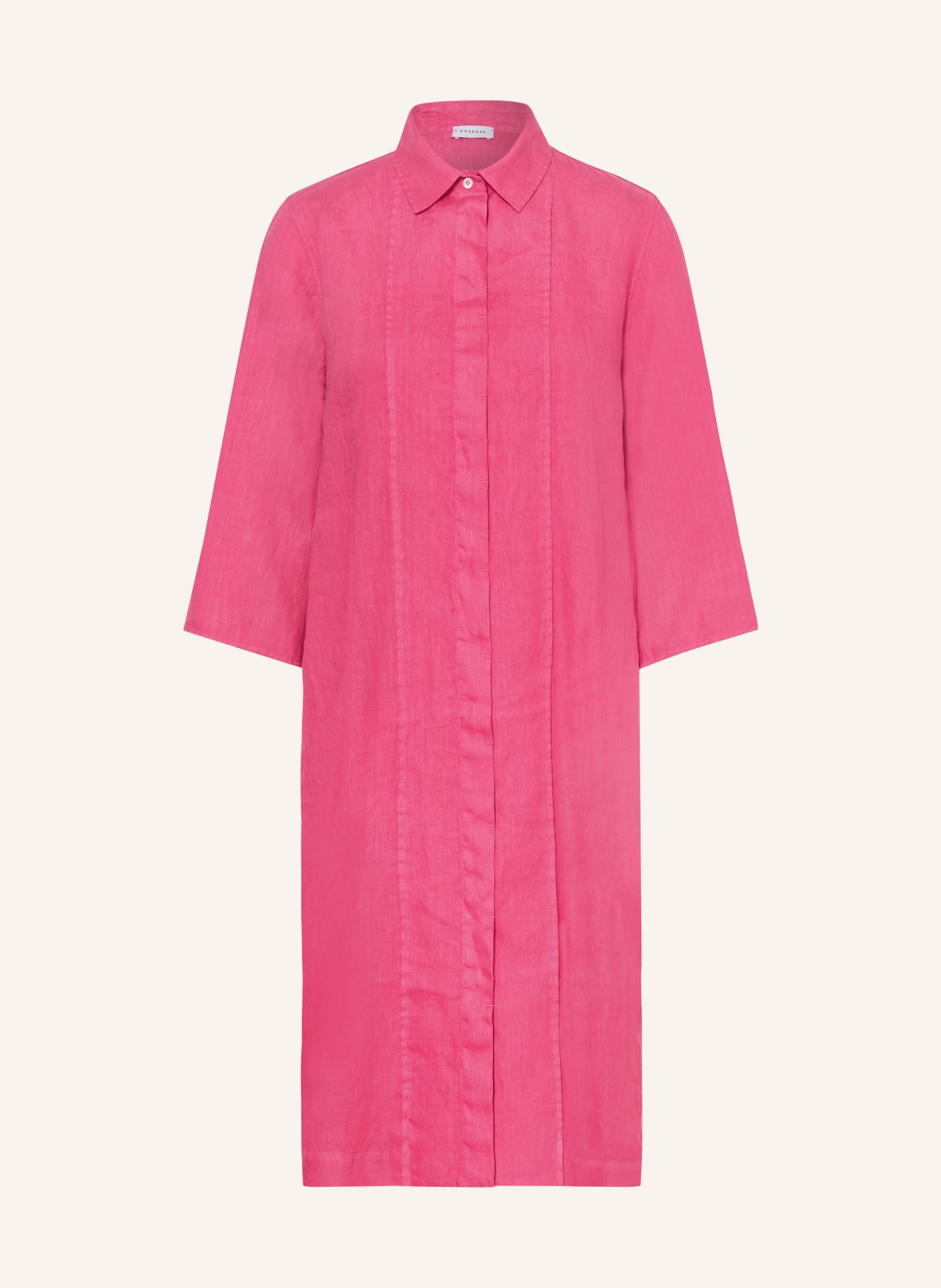 ROSSO35 Linen shirt dress with 3/4 sleeves: PINK