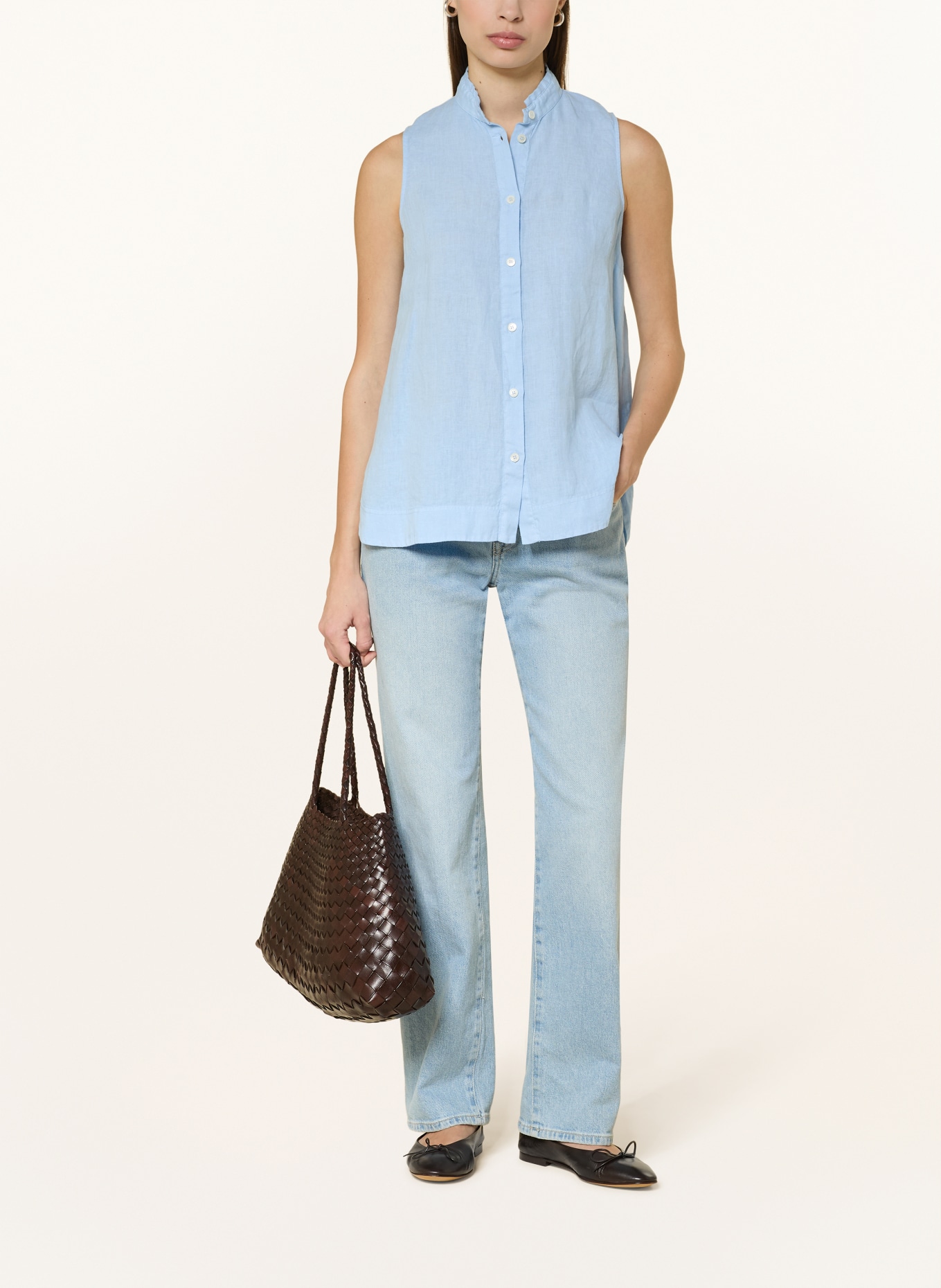 ROSSO35 Lněný top: TMAVĚ MODRÁ