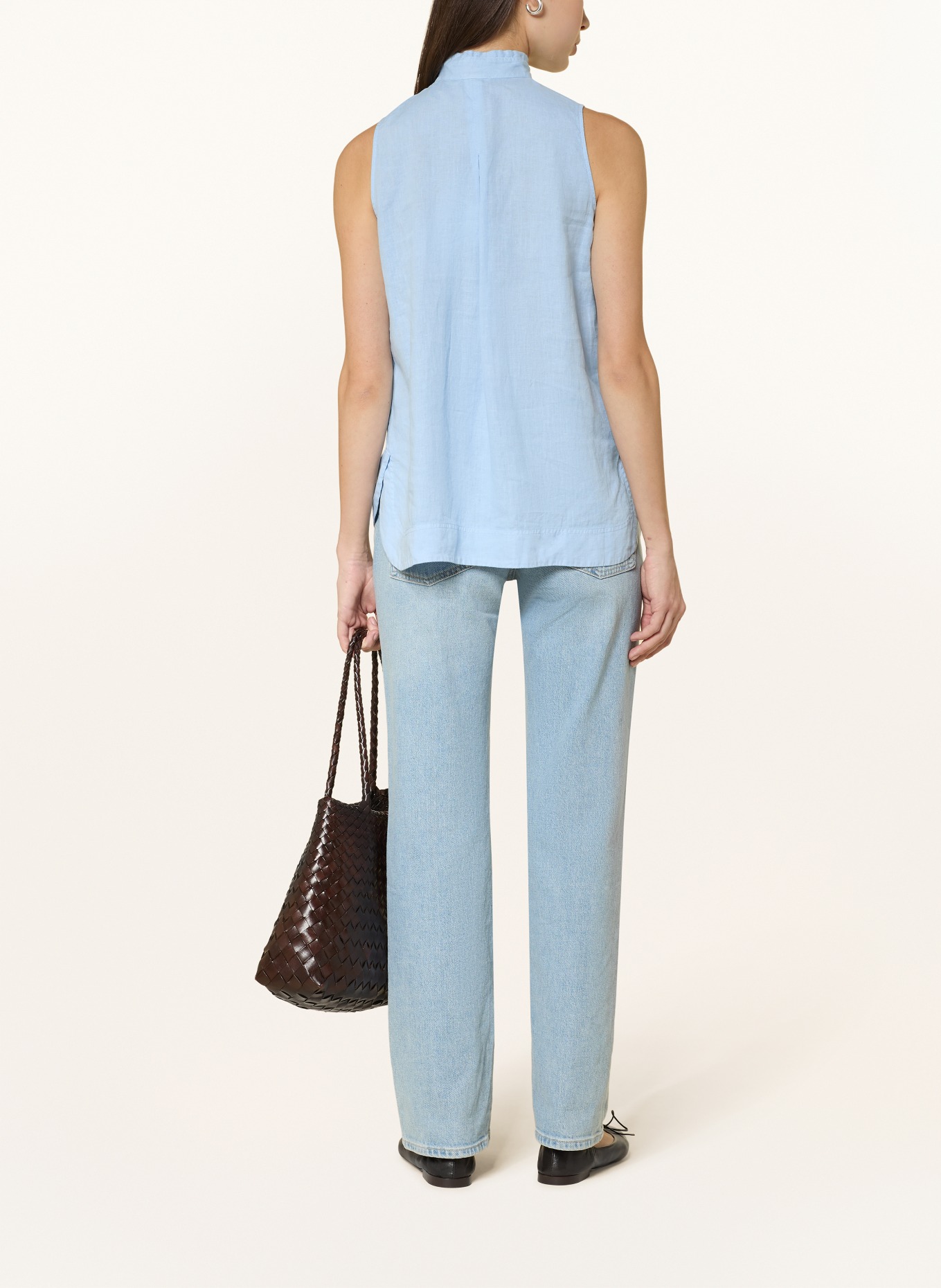 ROSSO35 Lněný top: TMAVĚ MODRÁ