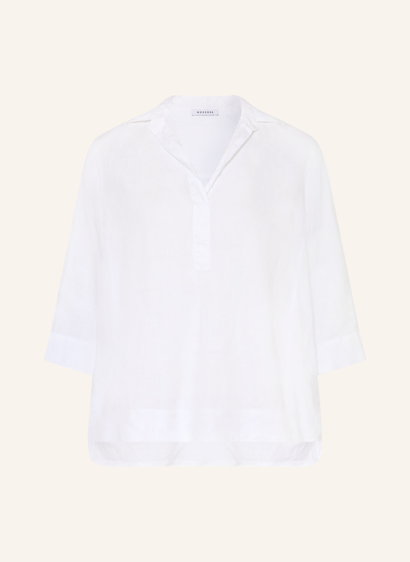 ROSSO35 Linen tunic with 3/4 sleeves: WHITE