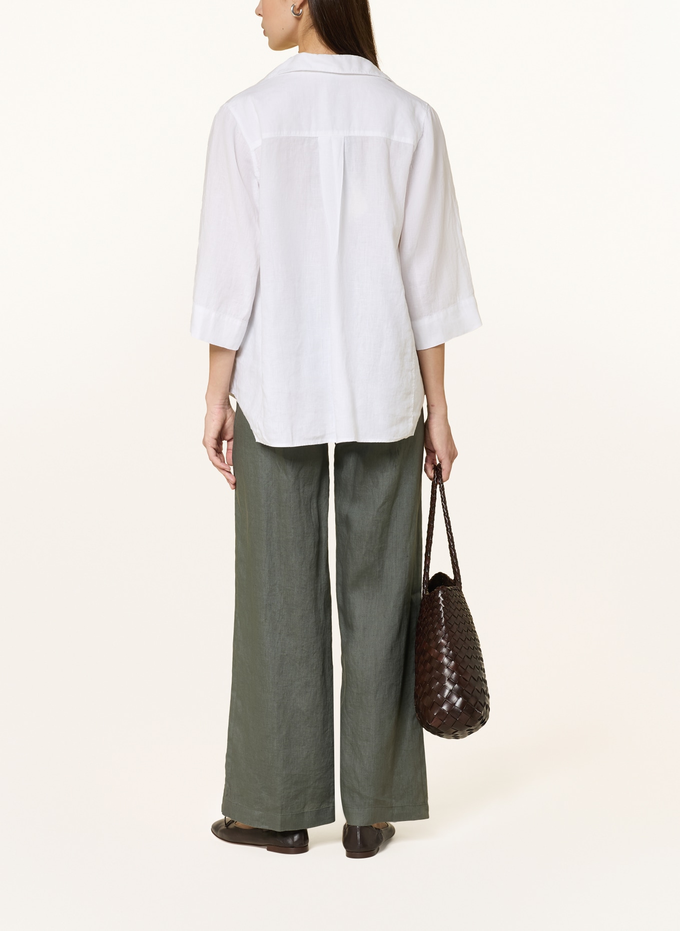 ROSSO35 Linen tunic with 3/4 sleeves: WHITE