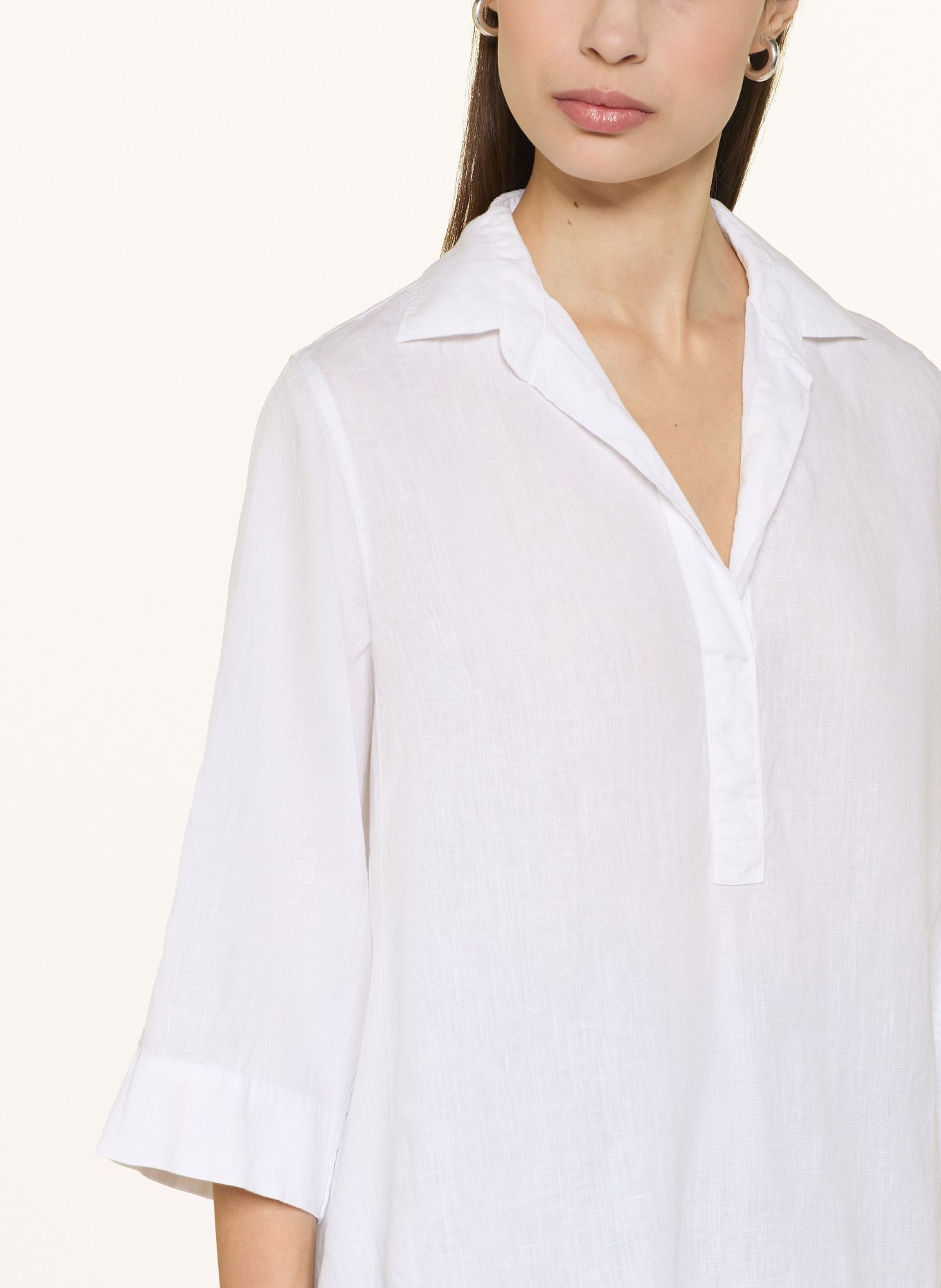 ROSSO35 Linen tunic with 3/4 sleeves: WHITE