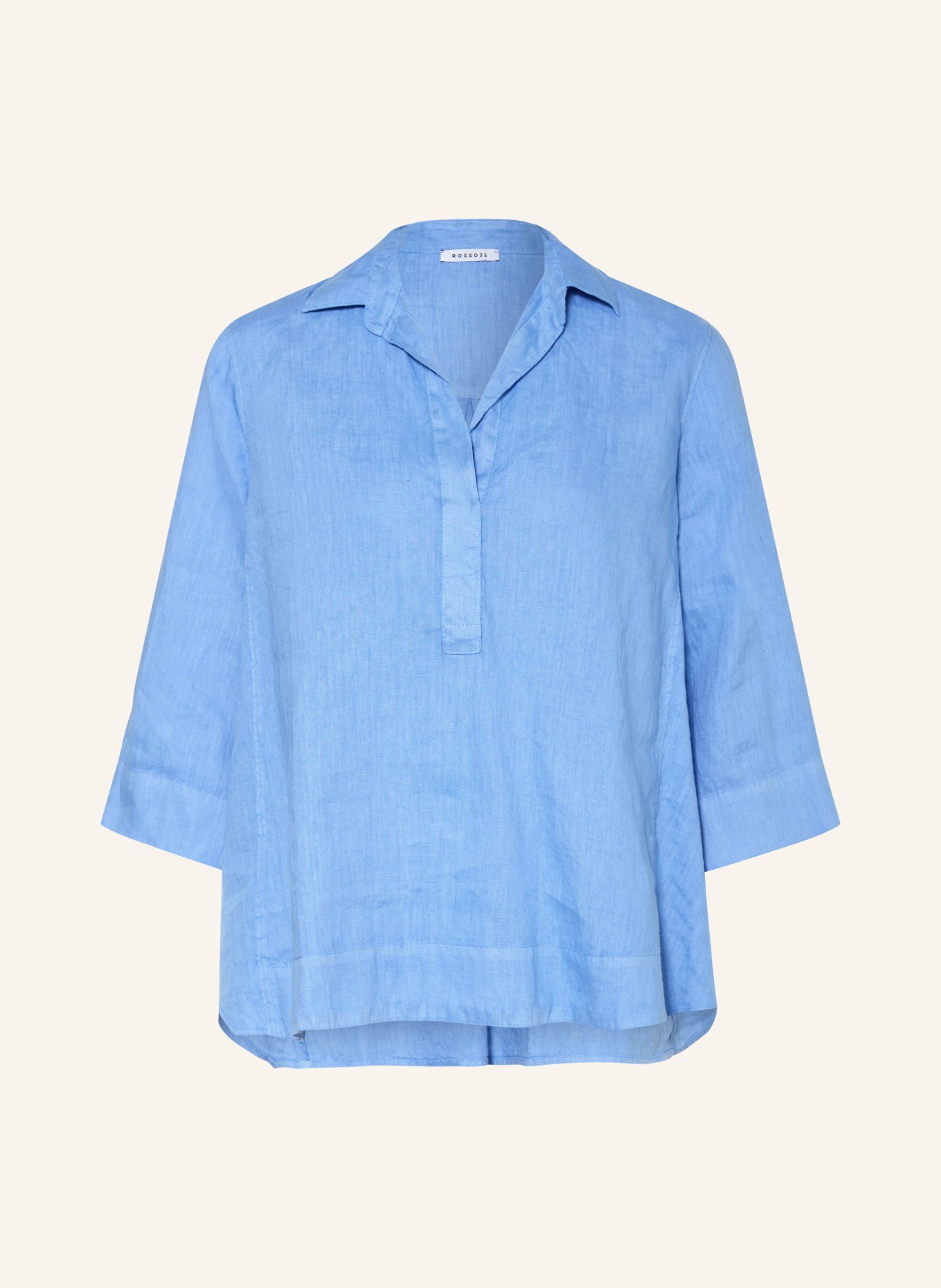 ROSSO35 Lněná tunika s 3/4 rukávy: TMAVĚ MODRÁ