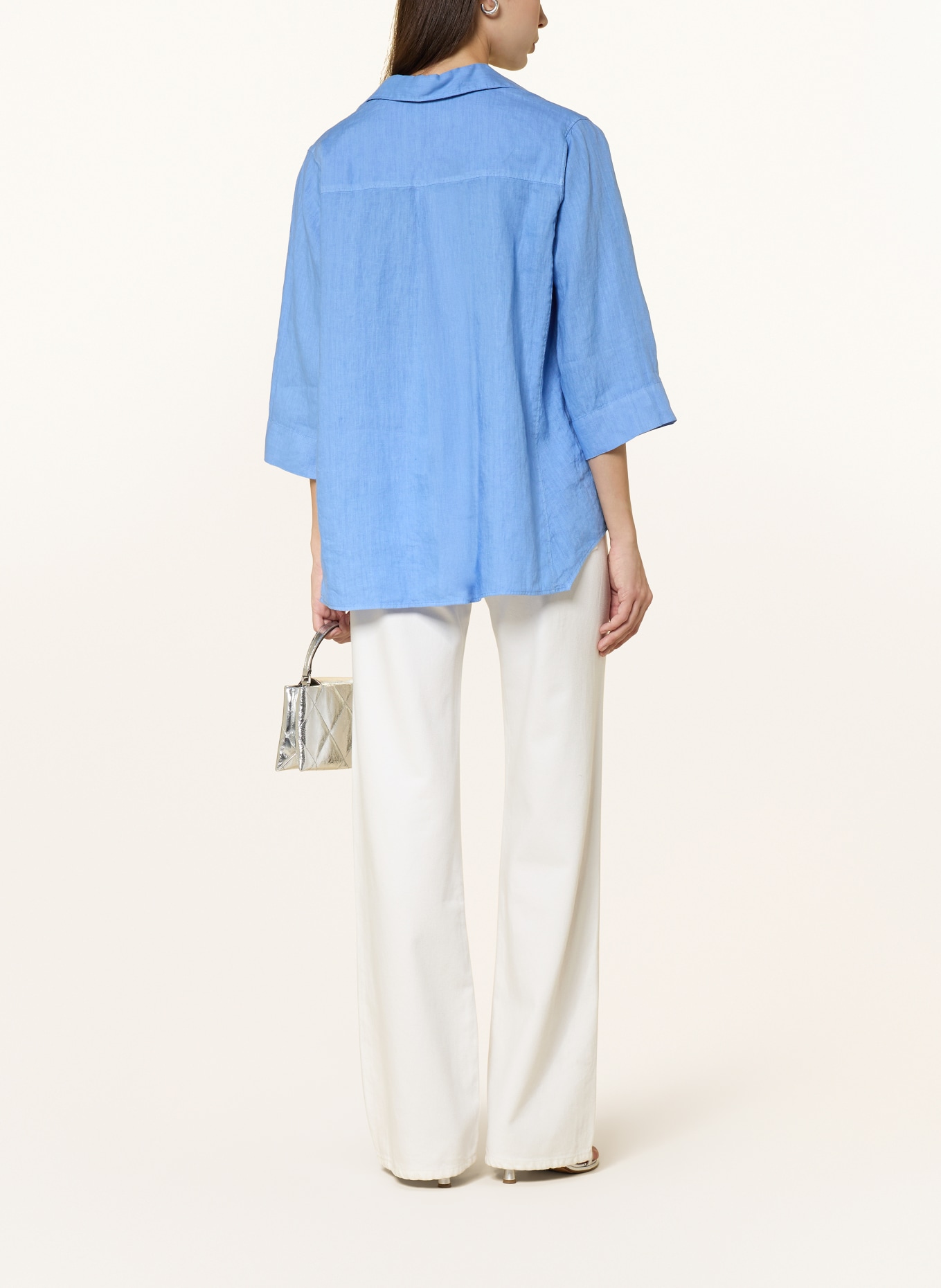 ROSSO35 Lněná tunika s 3/4 rukávy: TMAVĚ MODRÁ