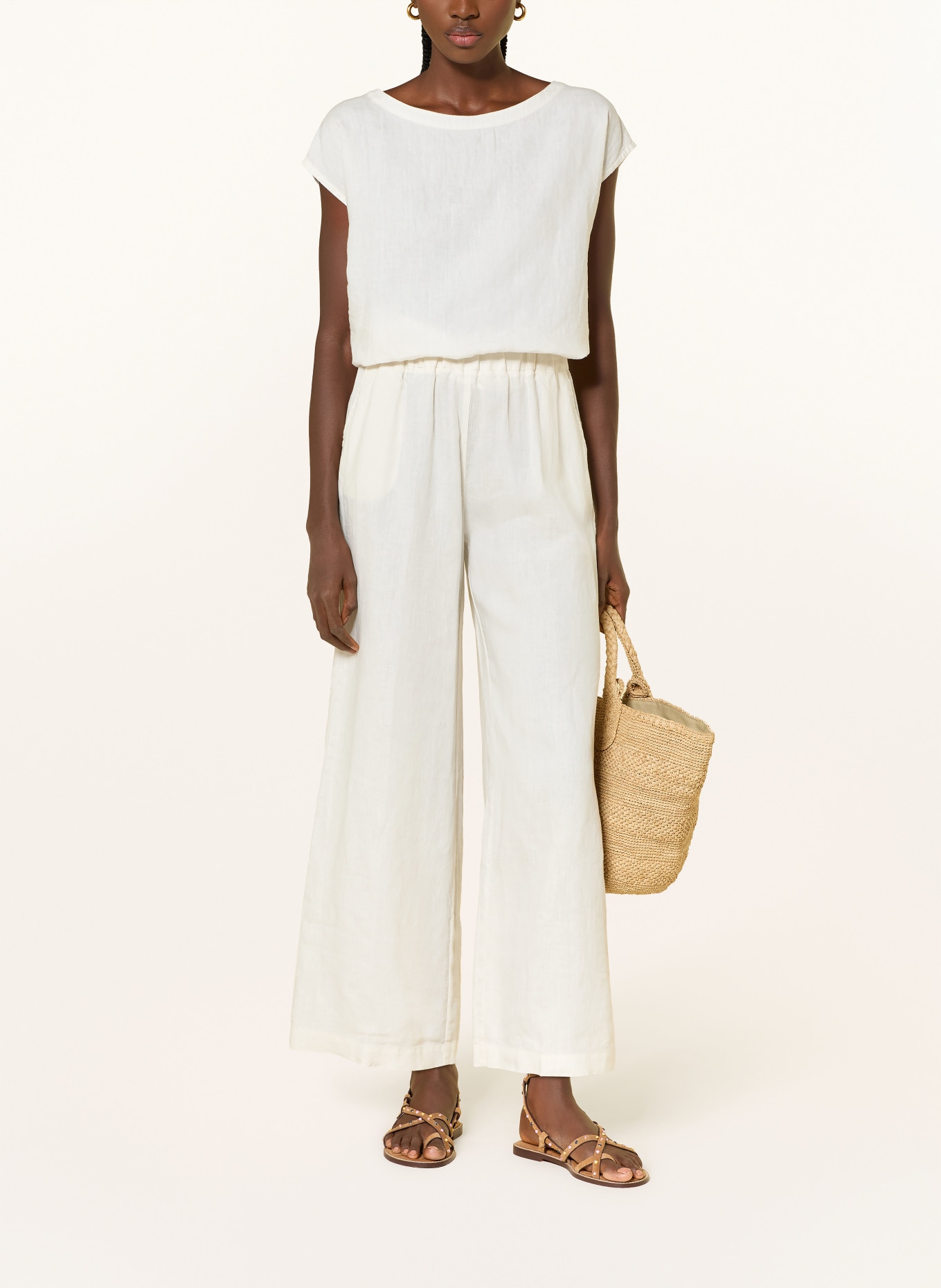 ROSSO35 Marlenehose aus Leinen: ECRU