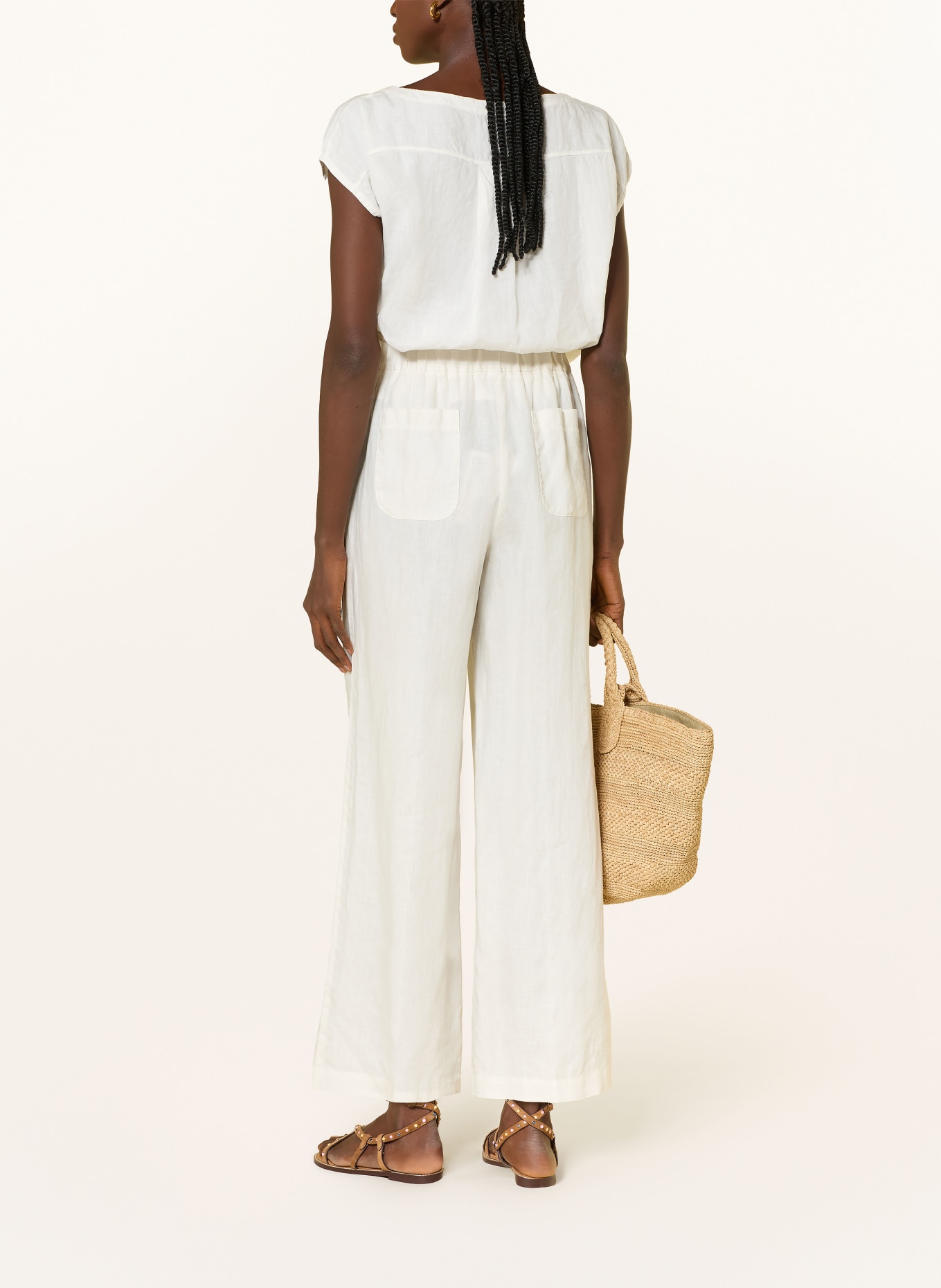 ROSSO35 Marlenehose aus Leinen: ECRU