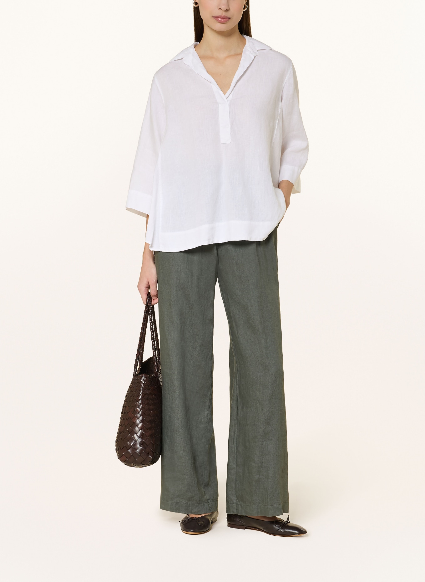 ROSSO35 Marlenehose aus Leinen: KHAKI