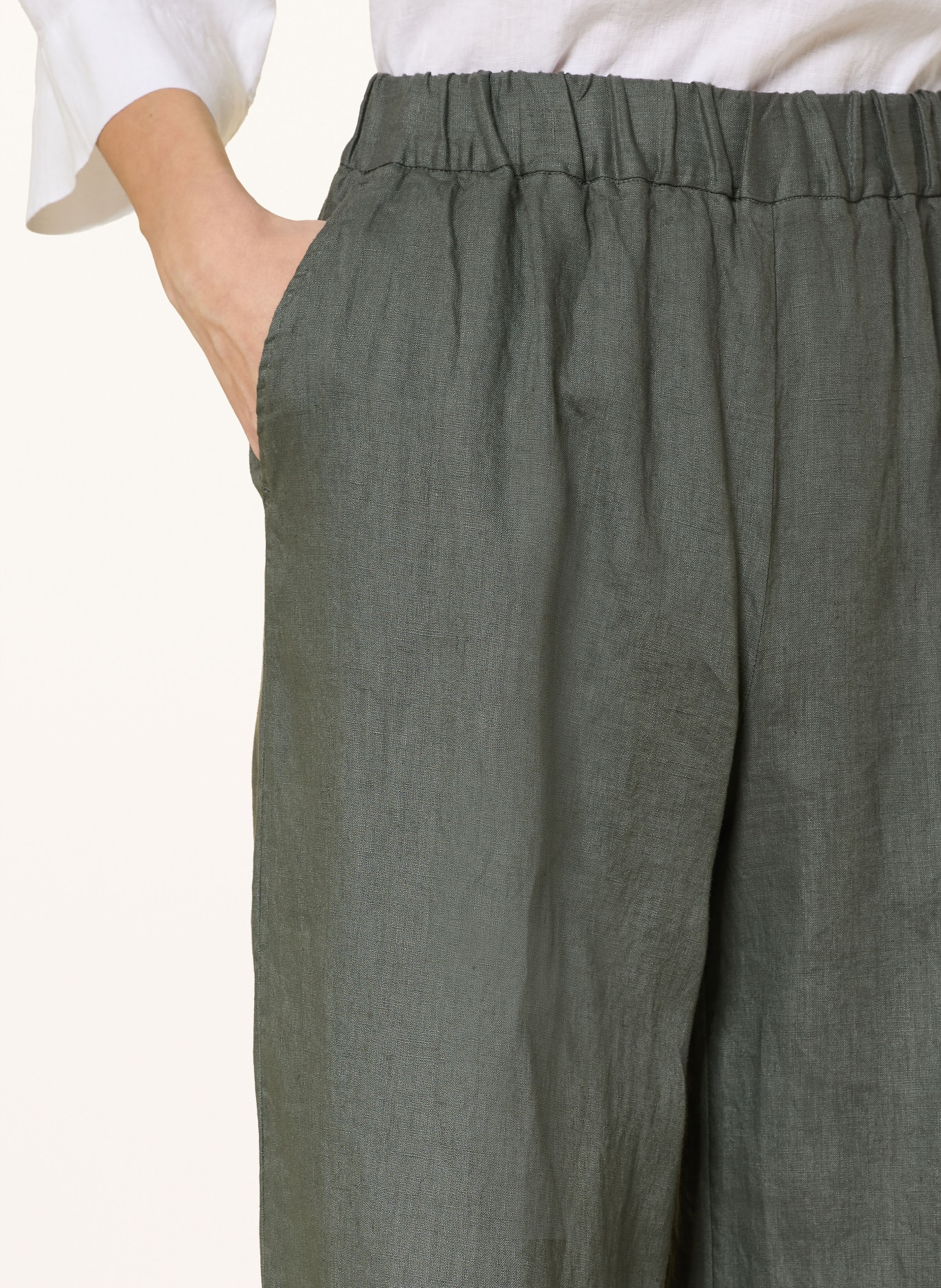 ROSSO35 Marlenehose aus Leinen: KHAKI