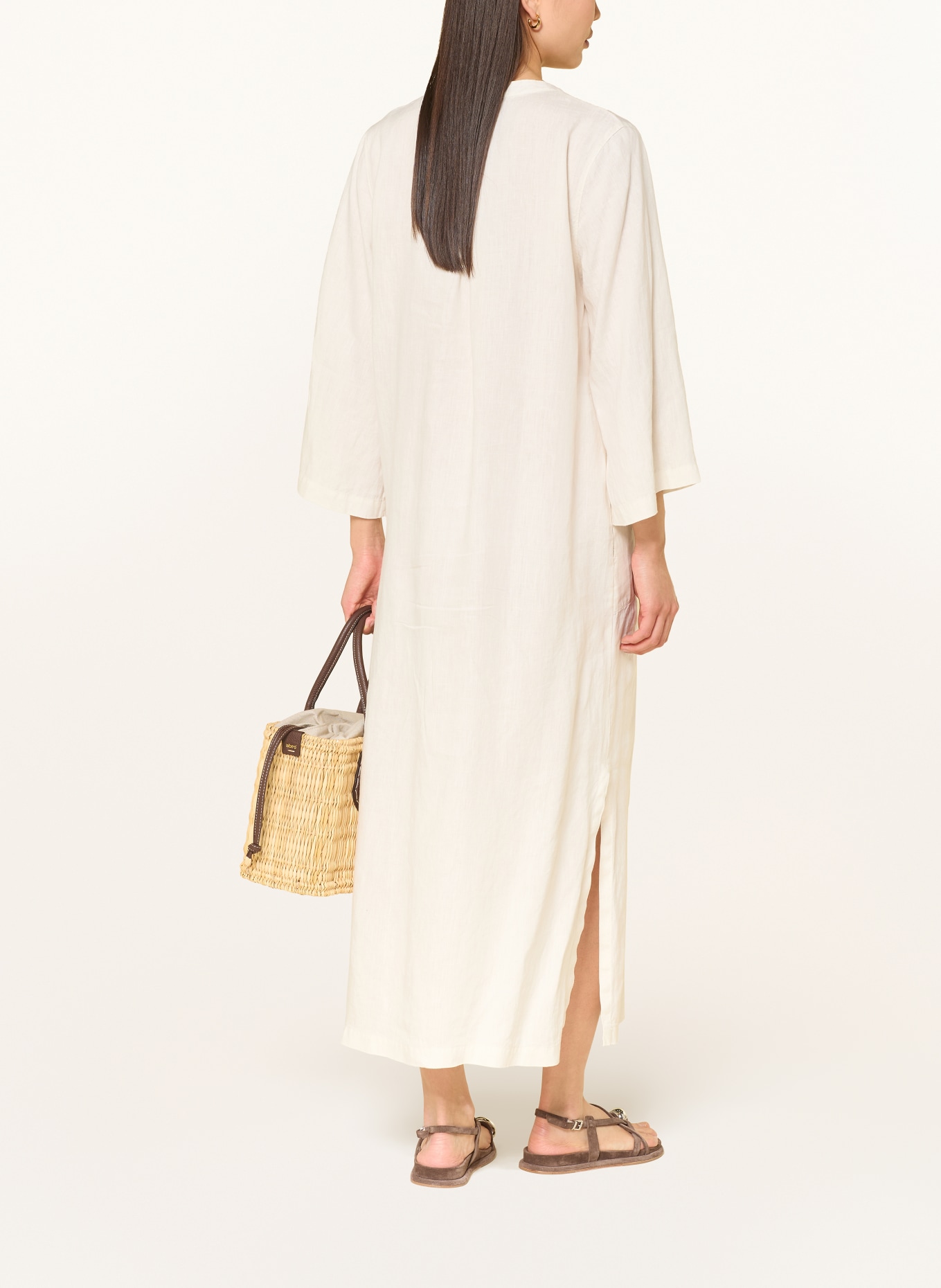 ROSSO35 Leinenkleid mit 3/4-Arm: CREME