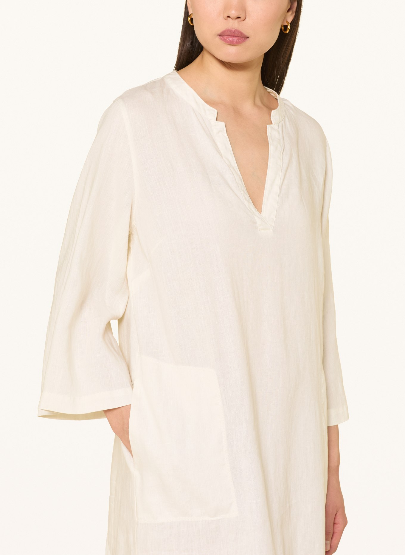 ROSSO35 Leinenkleid mit 3/4-Arm: CREME