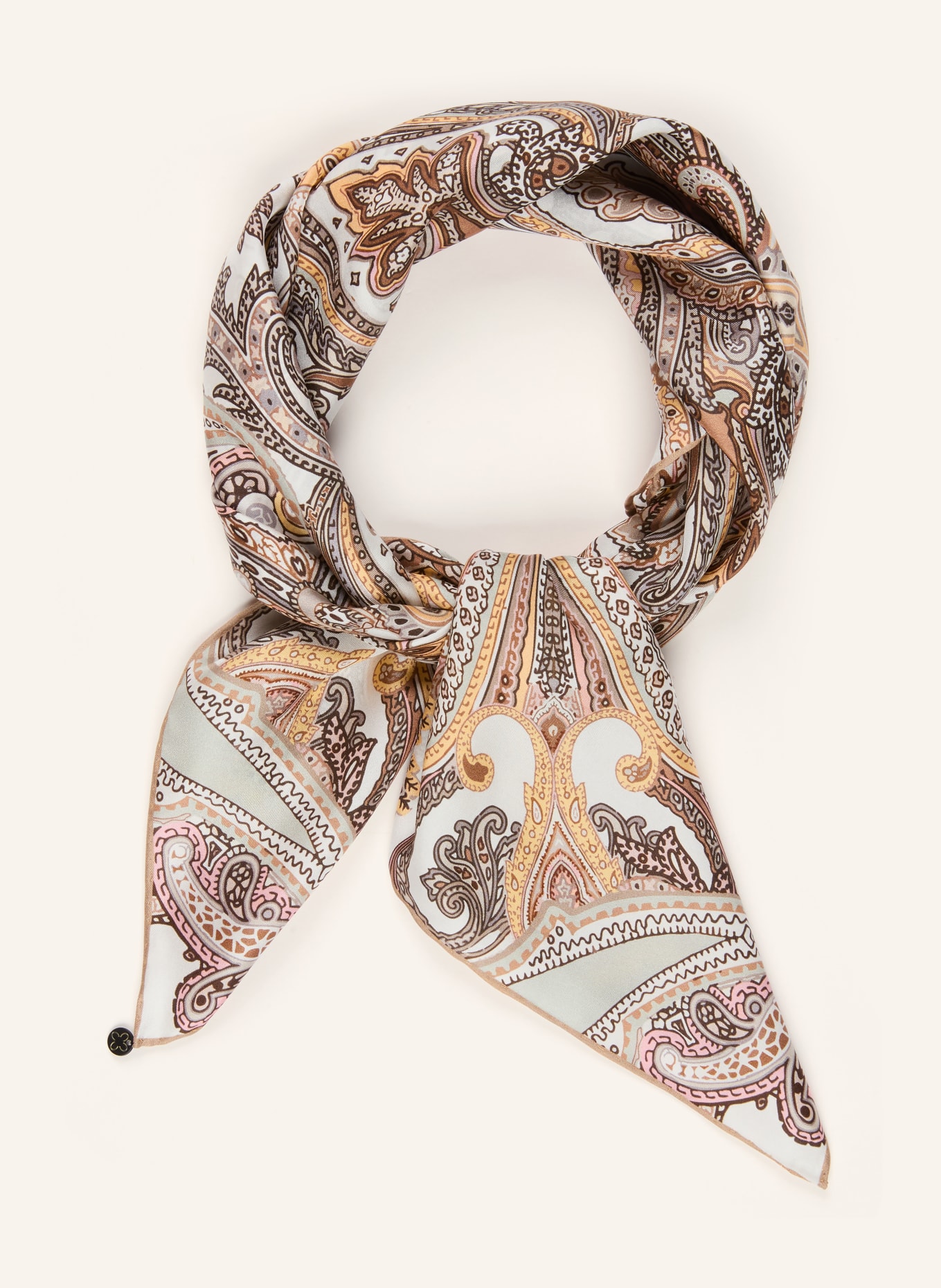 CODELLO zijden sjaal: BEIGE / BRUIN / WIT