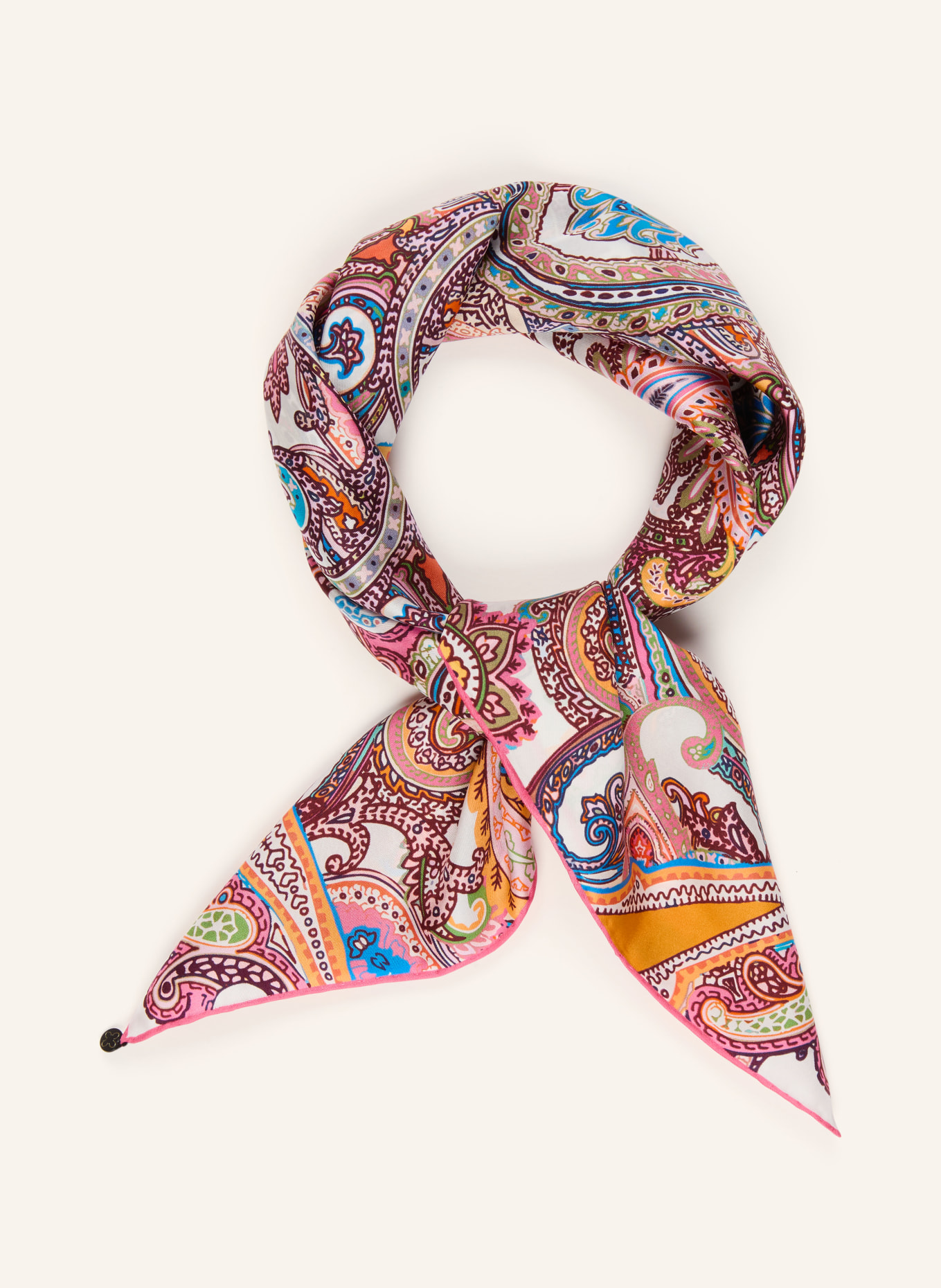 CODELLO zijden sjaal: ROZE / NEONORANJE / WIT