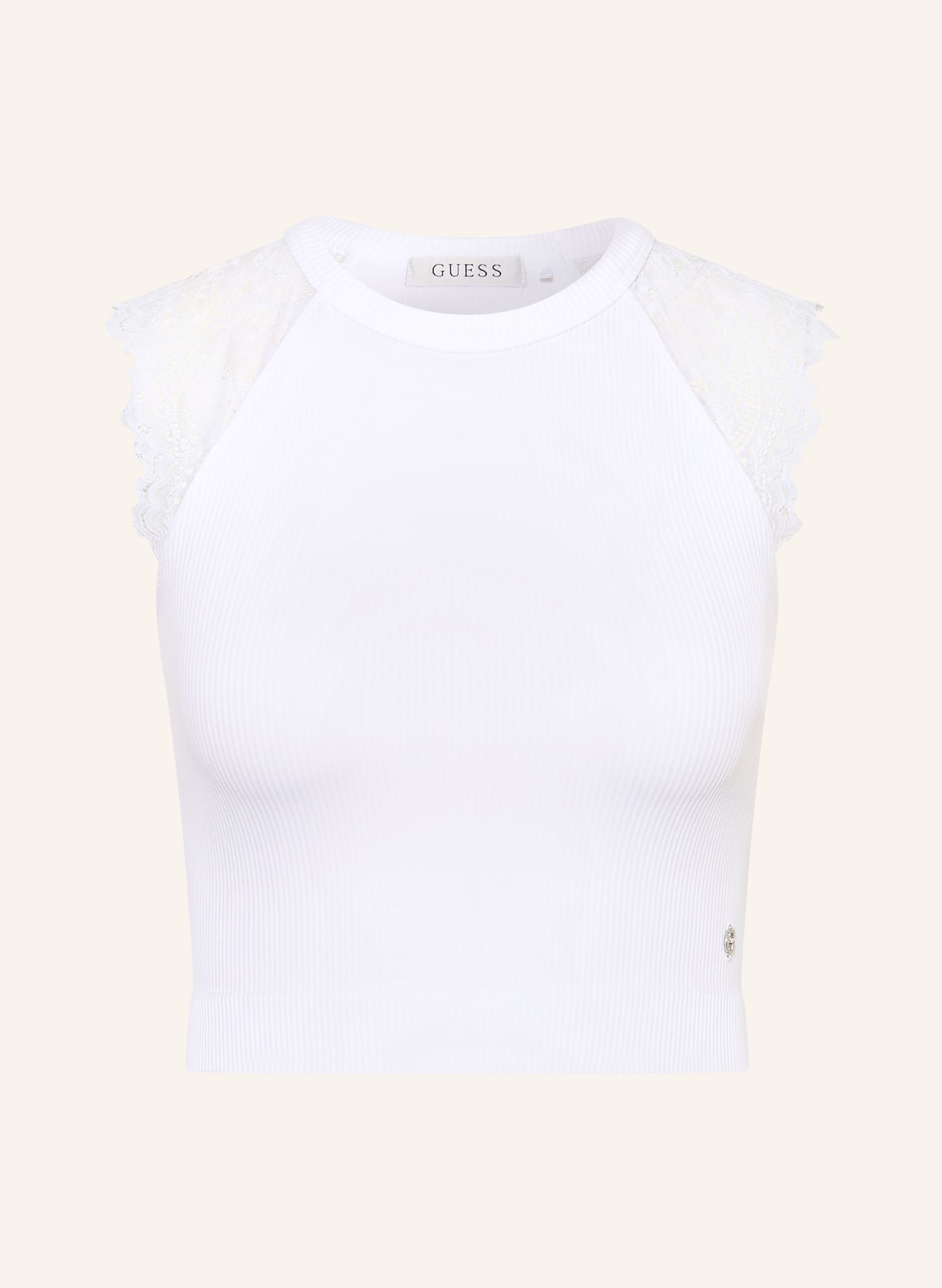 GUESS Cropped top MILLIE met kant: WIT