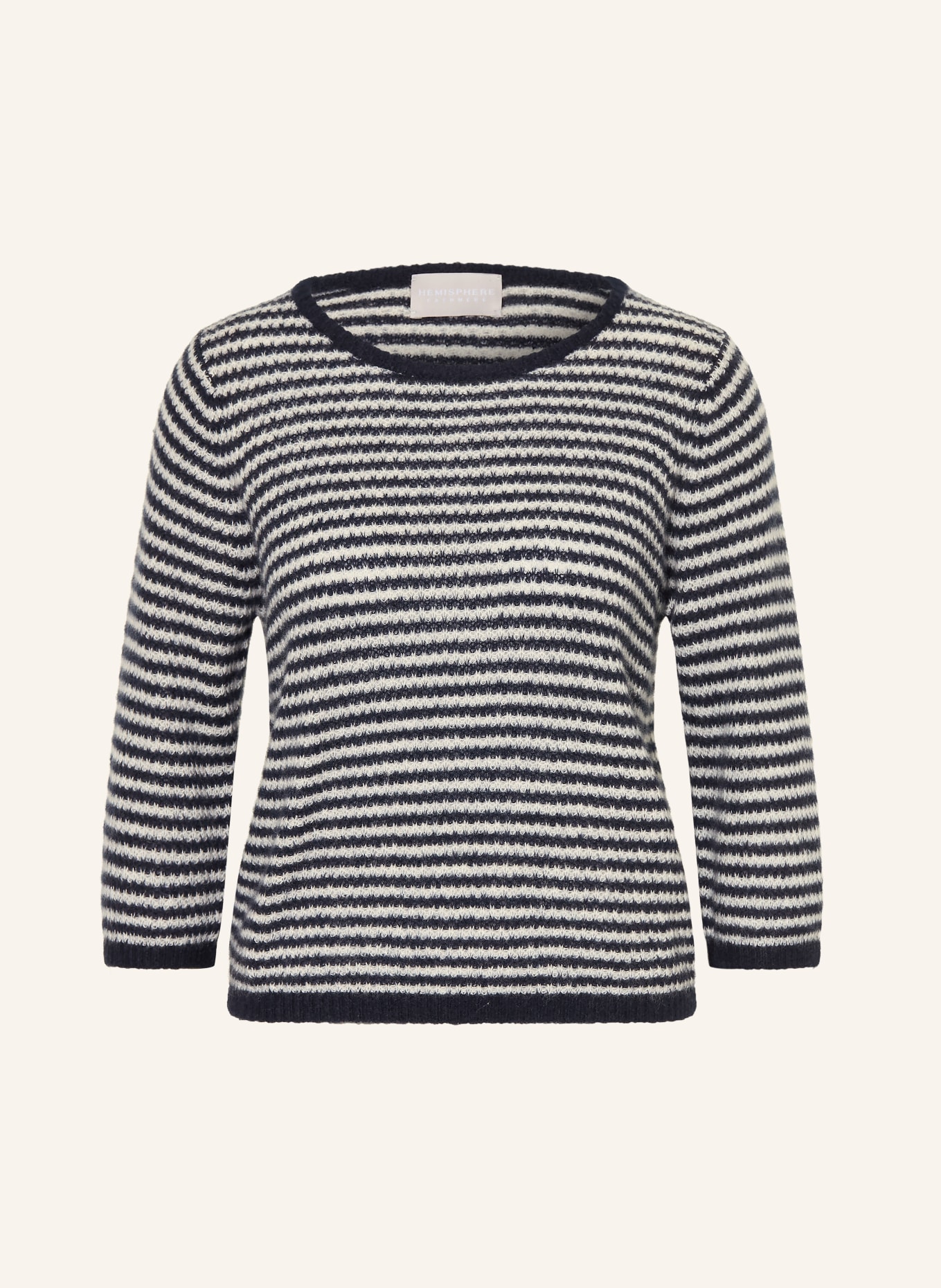 HEMISPHERE Pullover mit Cashmere: DUNKELBLAU / WEISS