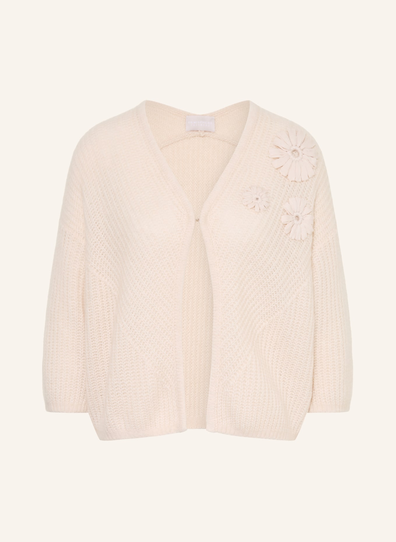 HEMISPHERE Cardigan en cachemire à manches 3/4: BEIGE