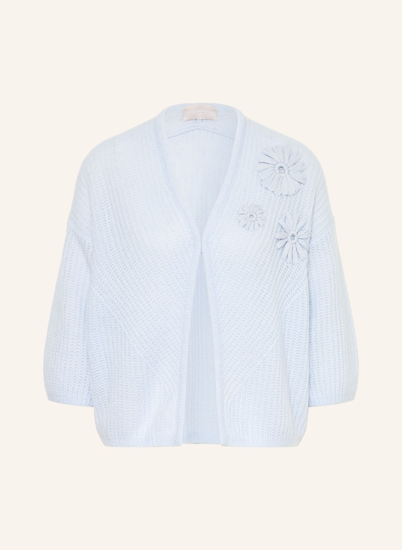 HEMISPHERE Cardigan en cachemire à manches 3/4: BLEU CLAIR