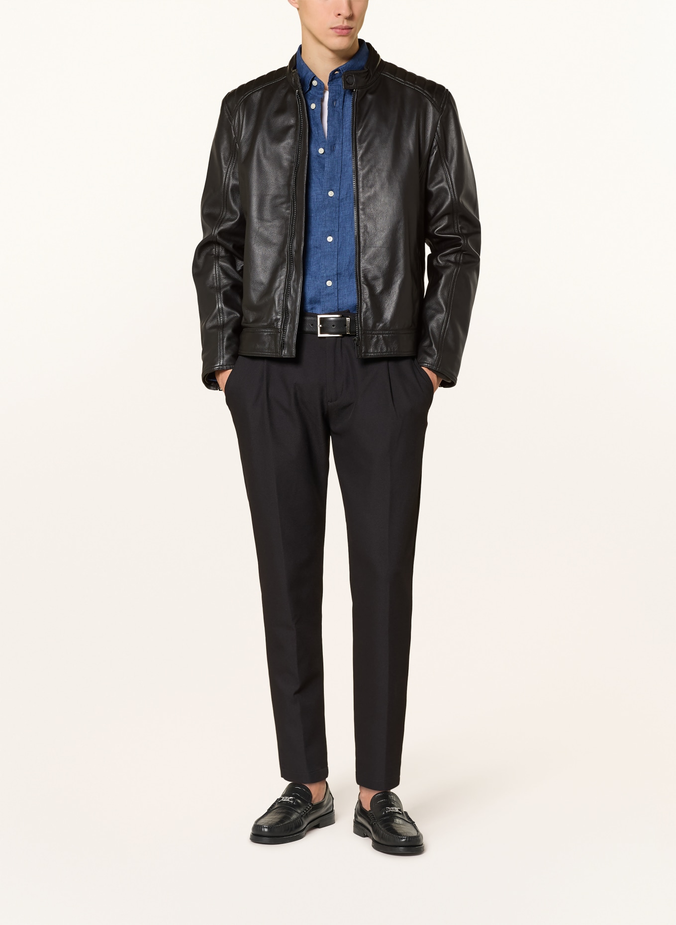 STRELLSON Blouson en cuir PIERS-S: NOIR