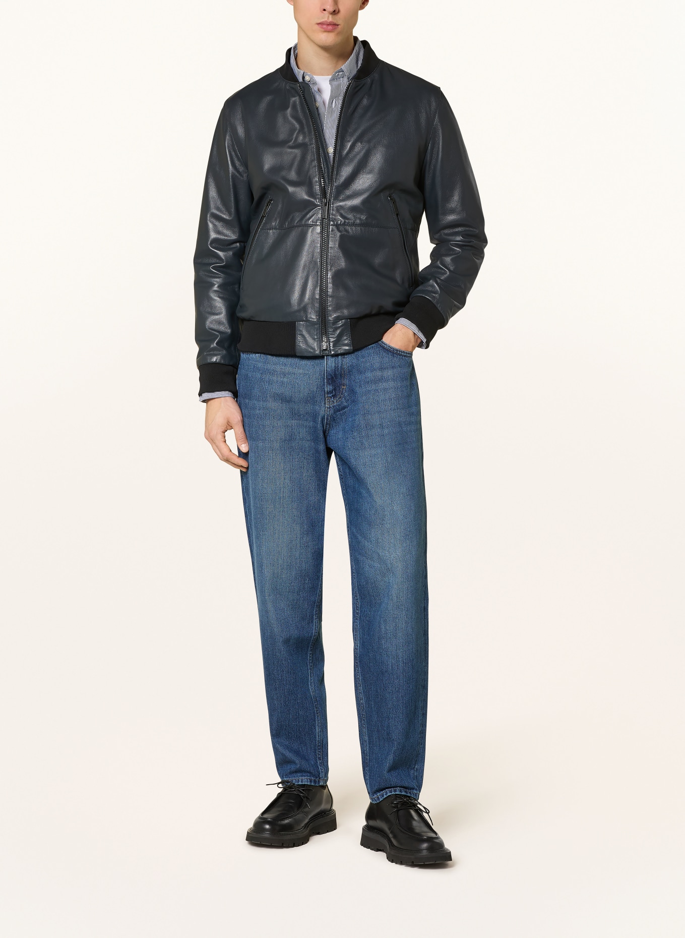 STRELLSON Blouson en cuir BOSTON: NOIR