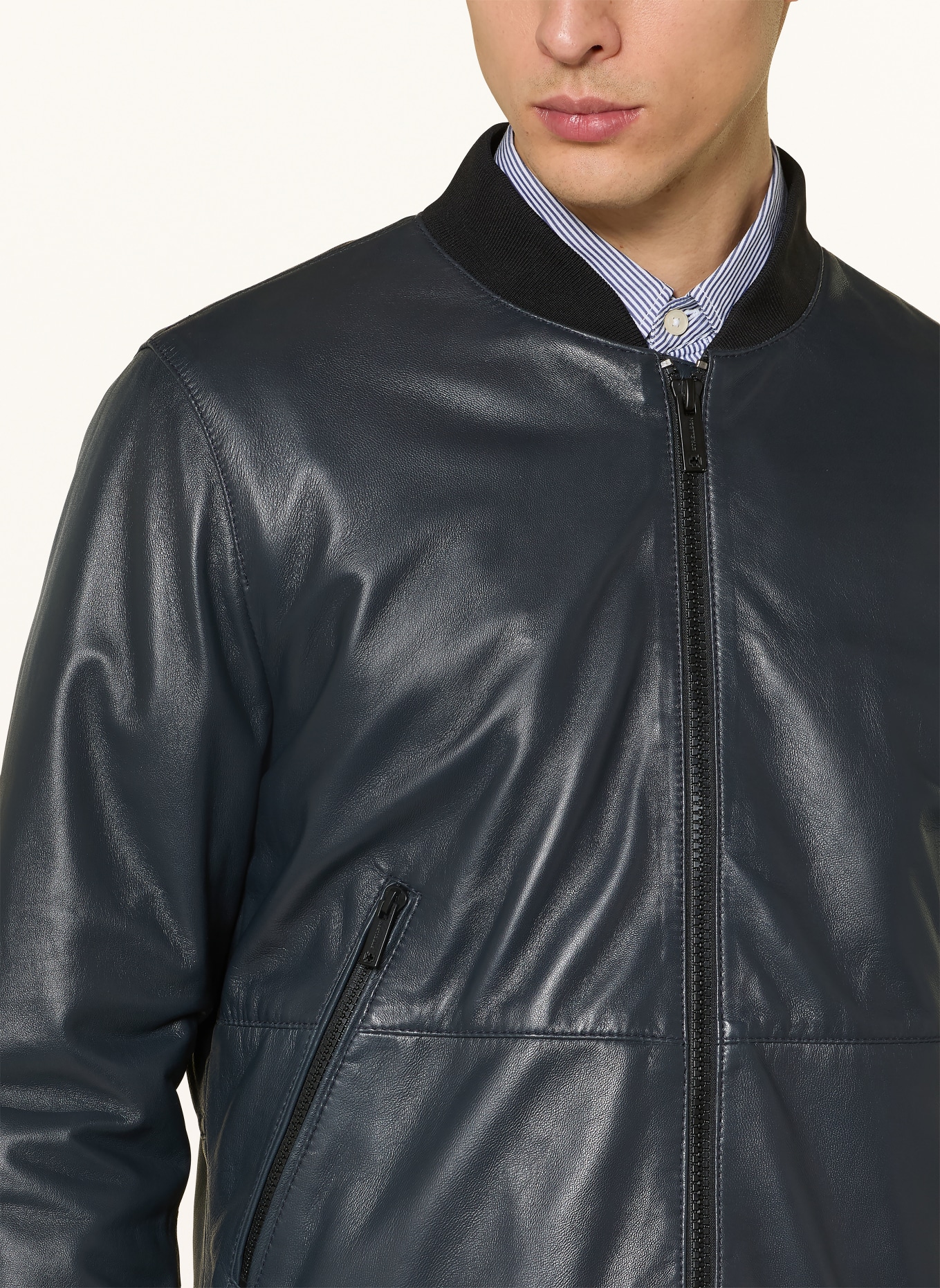 STRELLSON Blouson en cuir BOSTON: NOIR