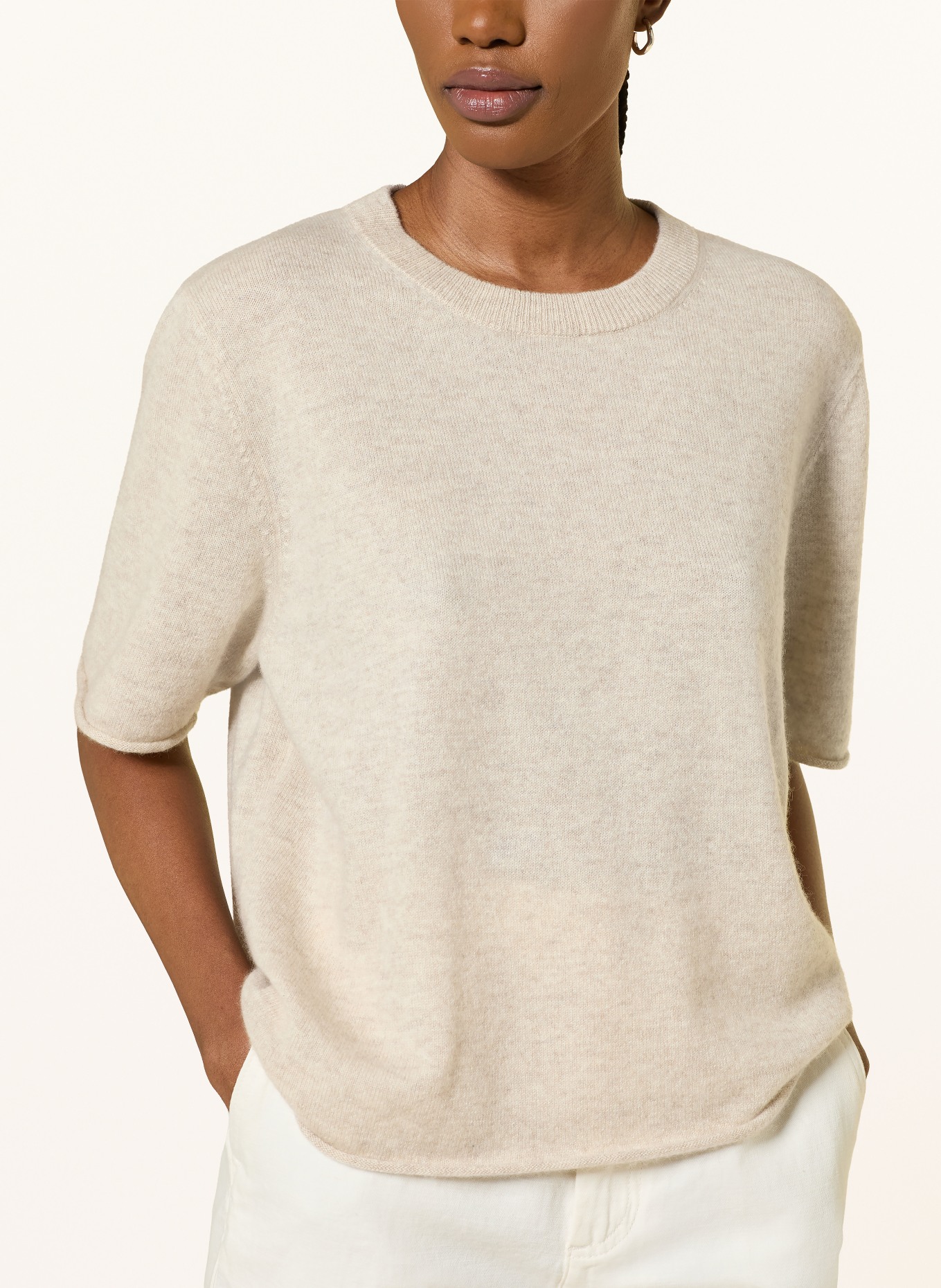 KUJTEN Gebreid shirt van kasjmier: CRÈME