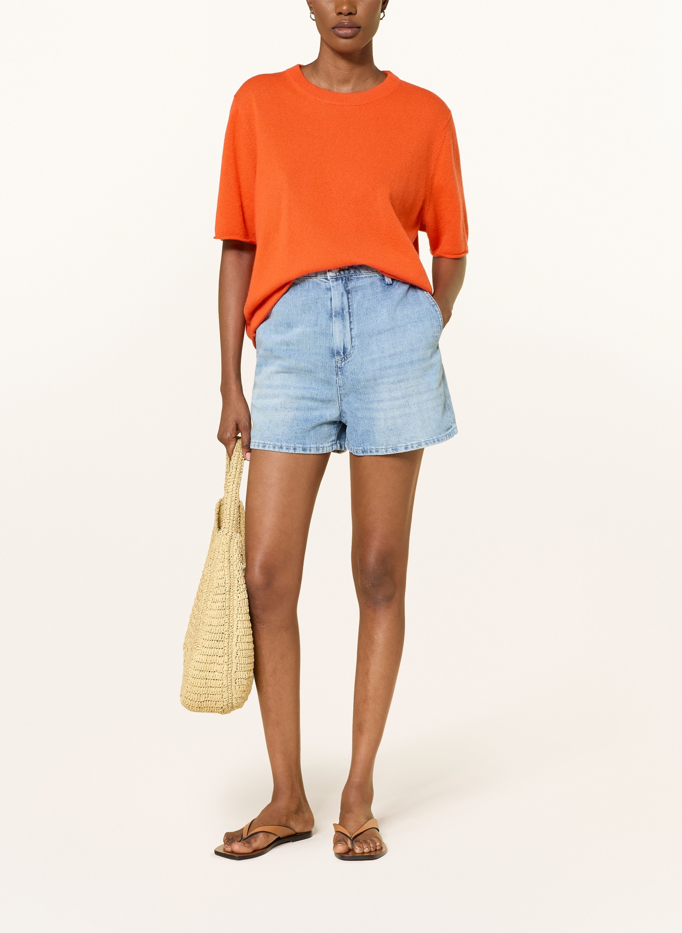 KUJTEN Gebreid shirt van kasjmier: ORANJE