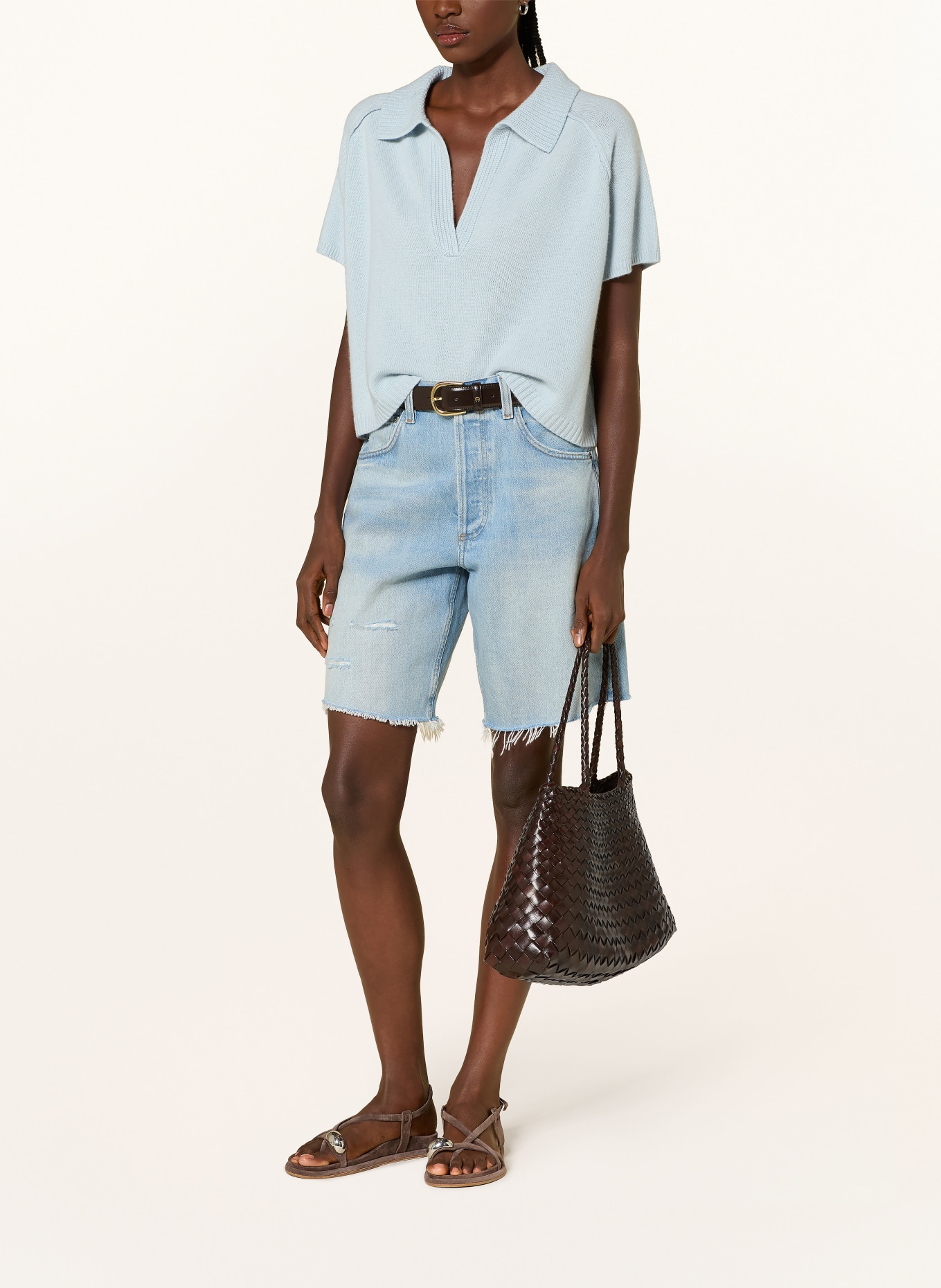 KUJTEN Strickshirt AENOR aus Cashmere: HELLBLAU