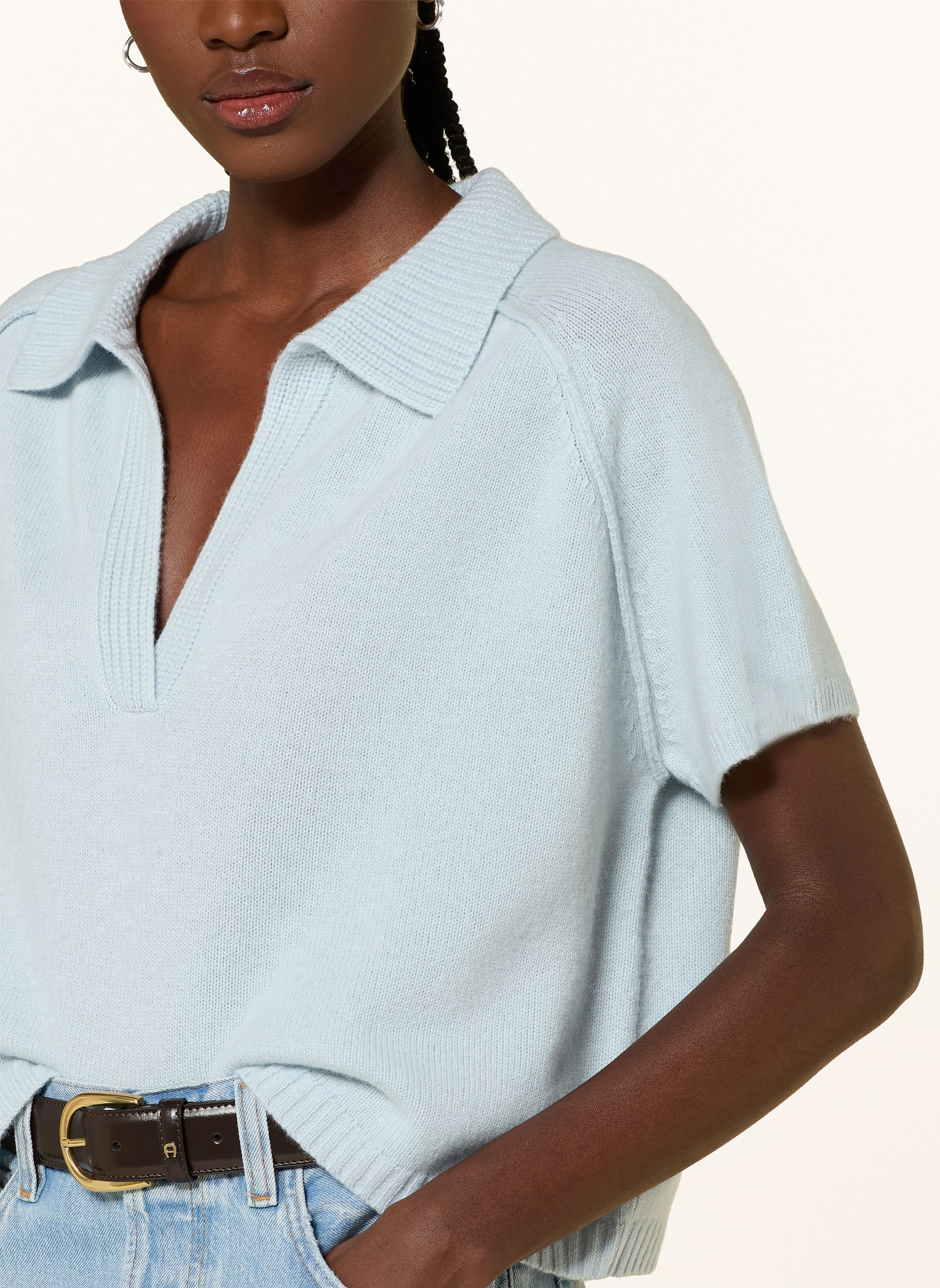 KUJTEN Strickshirt AENOR aus Cashmere: HELLBLAU