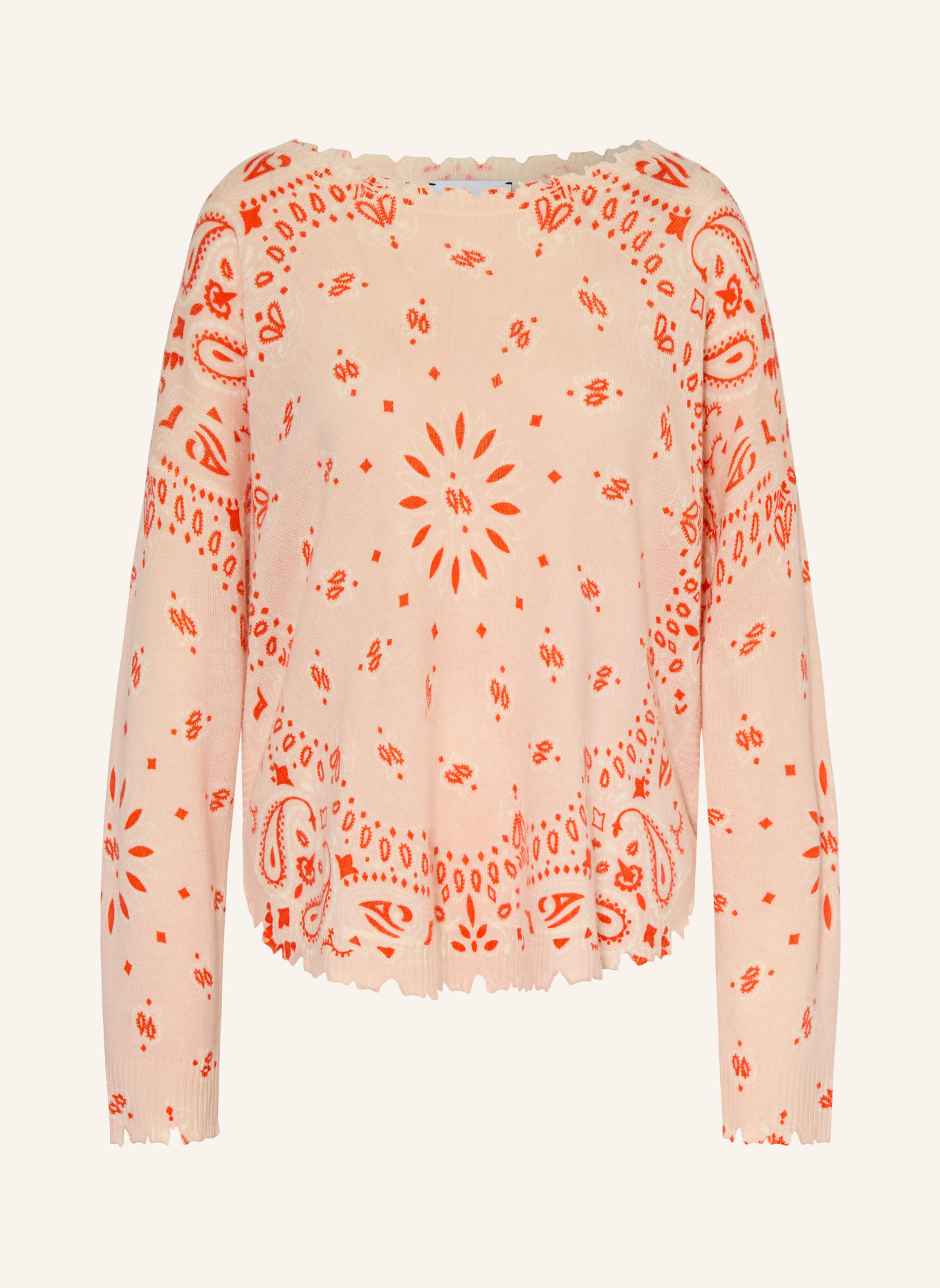 KUJTEN Cashmere sweater MELA BANDANA: SALMON / RED