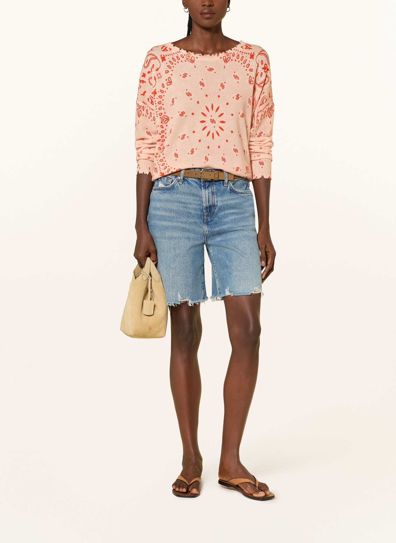 KUJTEN Cashmere sweater MELA BANDANA: SALMON / RED