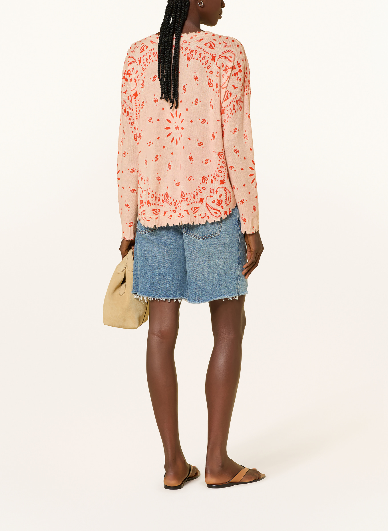 KUJTEN Cashmere sweater MELA BANDANA: SALMON / RED