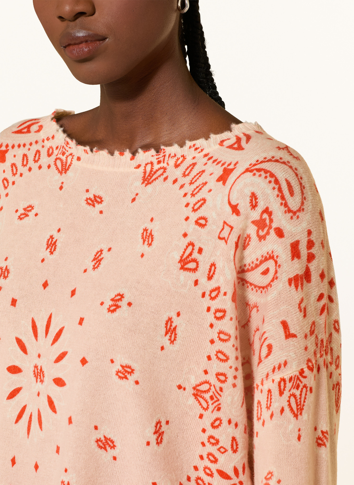 KUJTEN Cashmere sweater MELA BANDANA: SALMON / RED