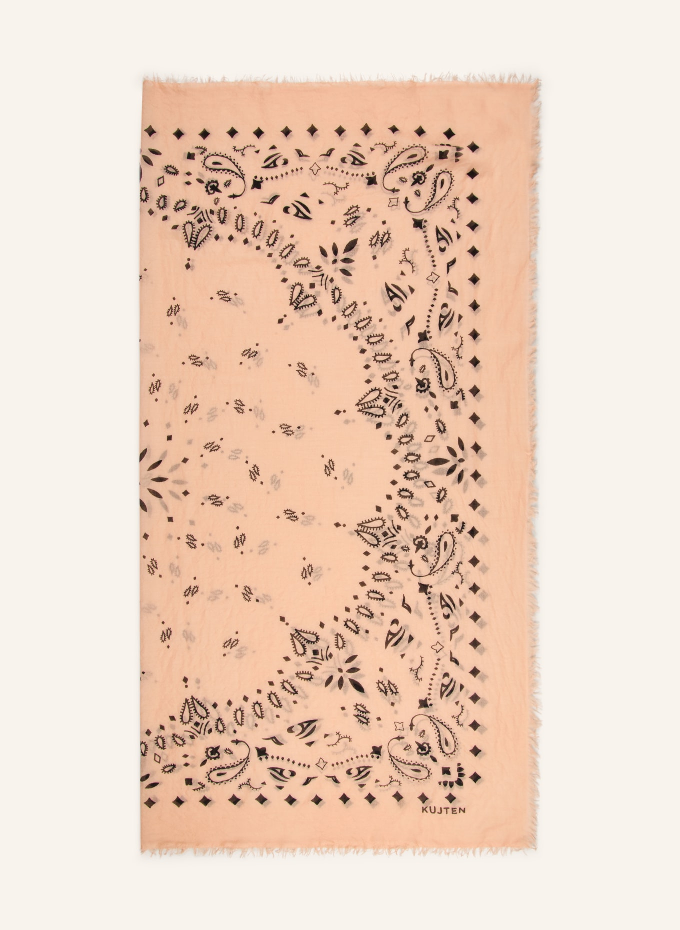 KUJTEN EFFY Cashmere Scarf: LIGHT ORANGE / BROWN